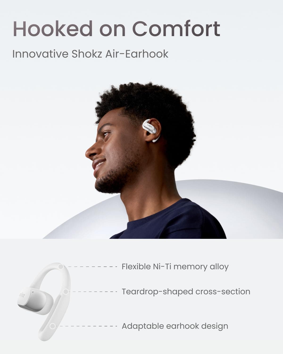 هدفون بیسیم SHOKZ OpenFit Air گوشباز سفید هدفون بیسیم SHOKZ OpenFit Air گوشباز سفید