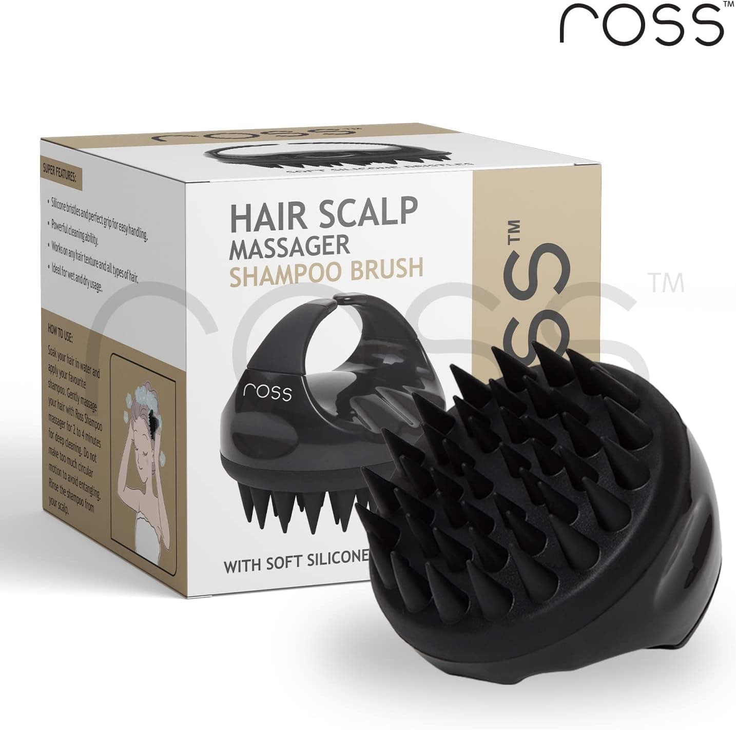 برس شامپو ماساژور پوست سر Ross با الیاف سیلیکونی نرم مشکی برس شامپو ماساژور پوست سر Ross با الیاف سیلیکونی نرم مشکی