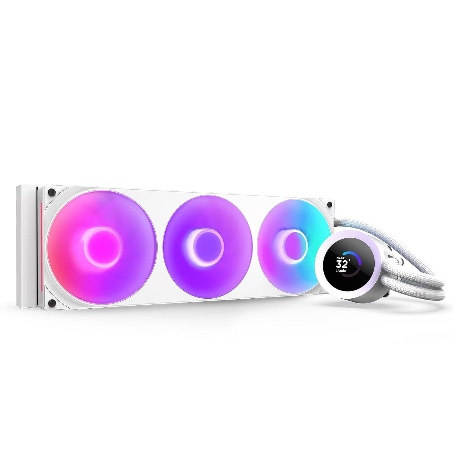 خنککننده مایع پردازنده NZXT Kraken Plus 360 RGB با رادیاتور 360mm، فن F360 RGB و نمایشگر LCD مربعی 1.54 اینچی، سفید خنککننده مایع پردازنده NZXT Kraken Plus 360 RGB با رادیاتور 360mm، فن F360 RGB و نمایشگر LCD مربعی 1.54 اینچی، سفید