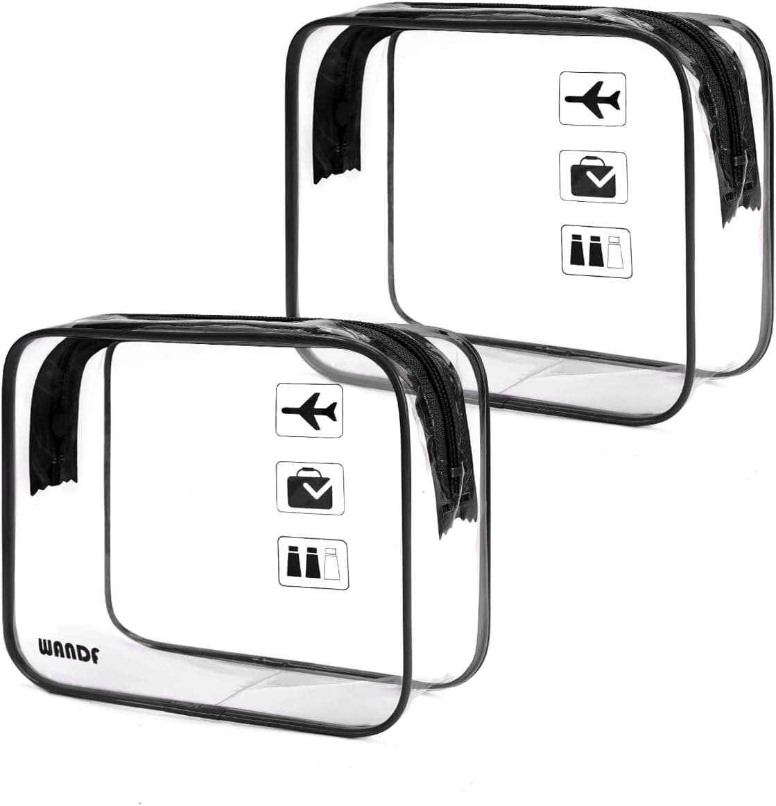 کیف لوازم بهداشتی سفری زنانه و مردانه WANDF شفاف زیپدار مورد تأیید TSA سایز Quart (2 pcs) کیف لوازم بهداشتی سفری زنانه و مردانه WANDF شفاف زیپدار مورد تأیید TSA سایز Quart (2 pcs)