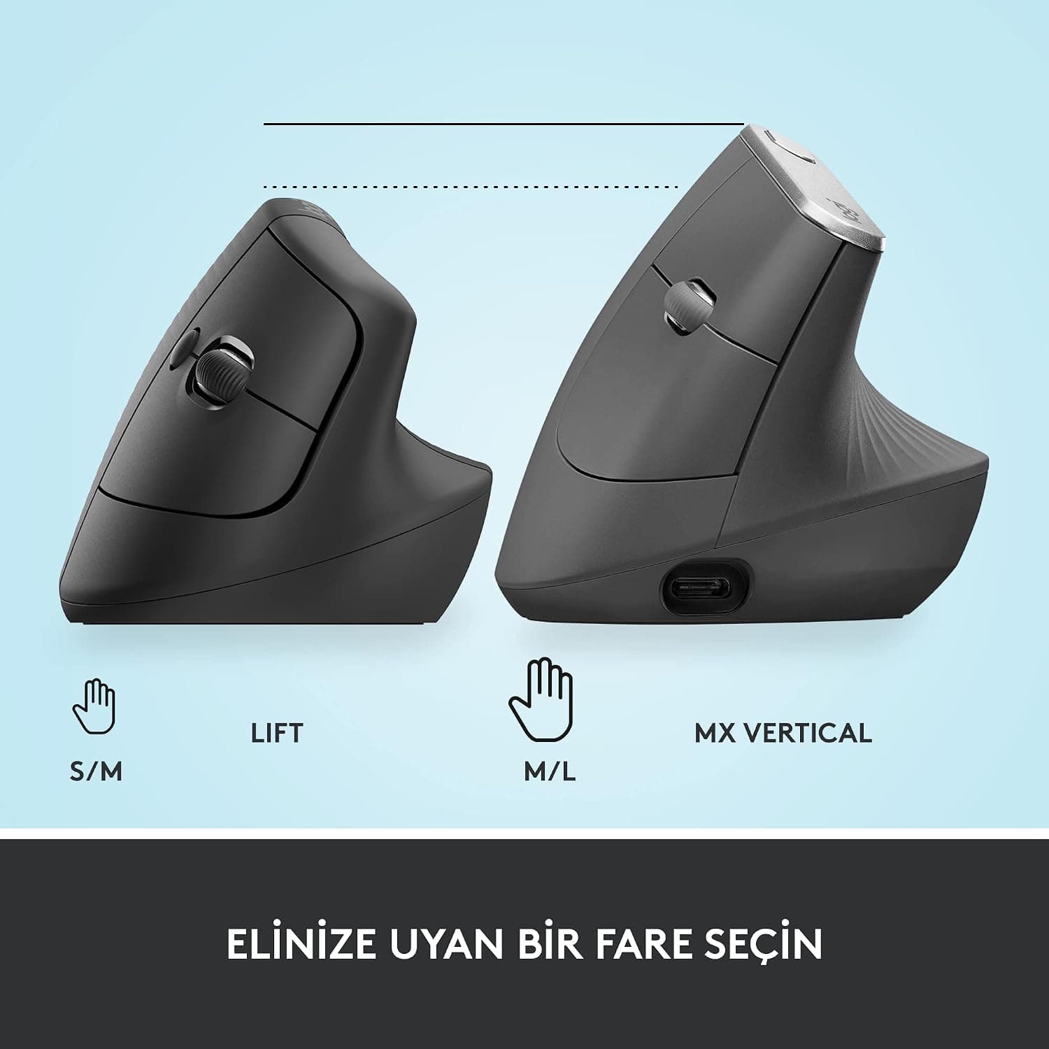 موس عمودی ارگونومیک بیسیم Logitech Lift برای دستهای کوچک و متوسط، 57°، 4000 DPI، مشکی موس عمودی ارگونومیک بیسیم Logitech Lift برای دستهای کوچک و متوسط، 57°، 4000 DPI، مشکی