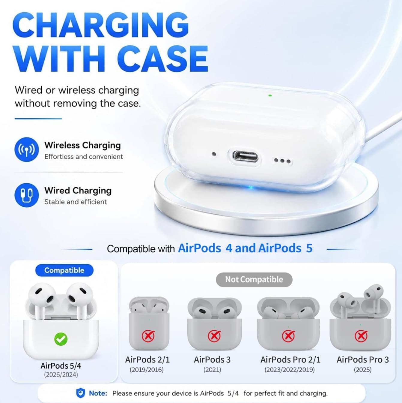قاب شفاف MHYALUDO برای AirPods 5 (2026) و AirPods 4 (2024) سفید قاب شفاف MHYALUDO برای AirPods 5 (2026) و AirPods 4 (2024) سفید