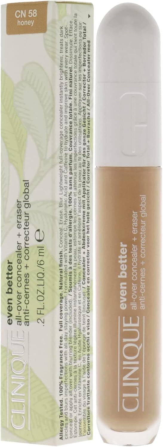 کانسیلر زنانه Clinique مدل Even Better All-Over Concealer Plus Eraser رنگ CN 58 Honey حجم 0.2 oz کانسیلر زنانه Clinique مدل Even Better All-Over Concealer Plus Eraser رنگ CN 58 Honey حجم 0.2 oz