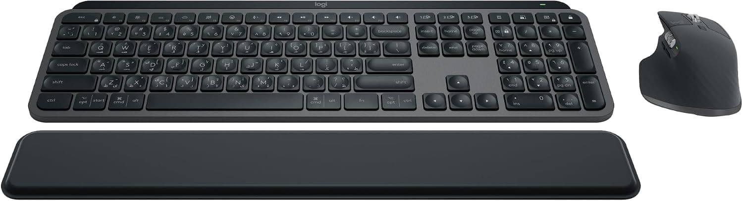 ست کیبورد و ماوس Logitech مدل MX Keys S Combo بیسیم با استراحتگاه کف دست، نورپردازی قابل تنظیم، Bluetooth و USB C، رنگ گرافیتی، چیدمان ARA ست کیبورد و ماوس Logitech مدل MX Keys S Combo بیسیم با استراحتگاه کف دست، نورپردازی قابل تنظیم، Bluetooth و USB C، رنگ گرافیتی، چیدمان ARA