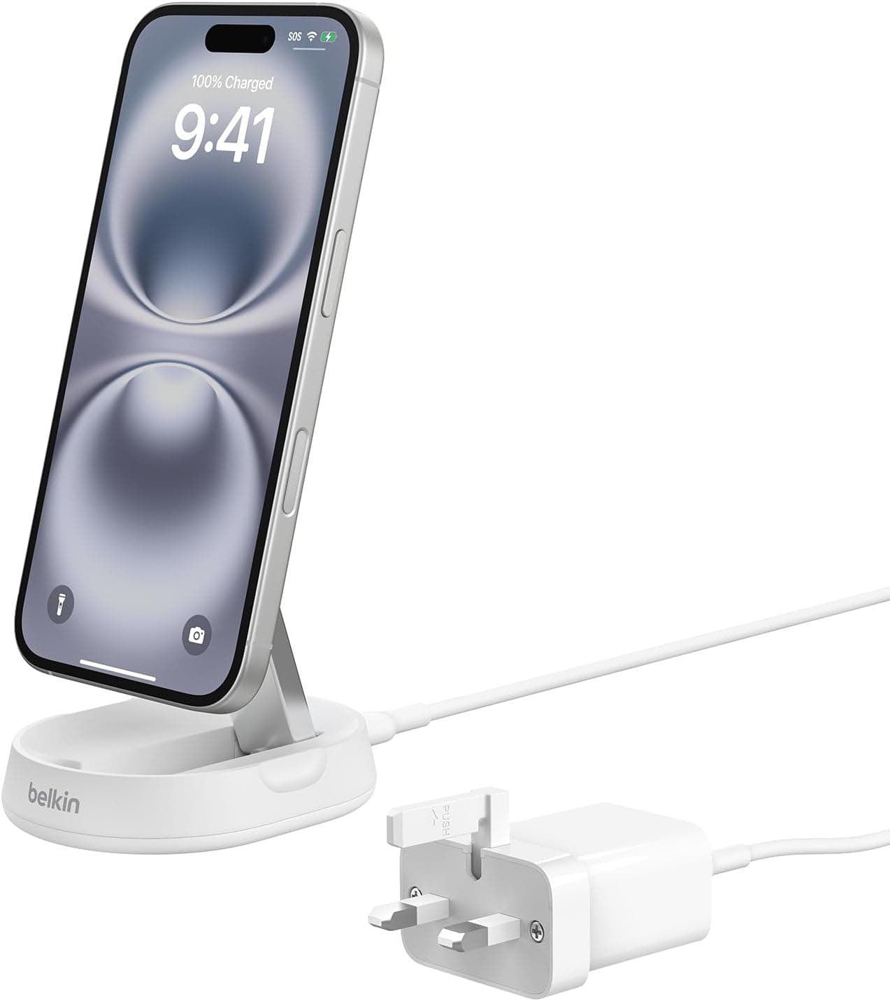پایه شارژ بیسیم مغناطیسی تبدیلی Belkin Fast Charge Pro 15W MagSafe سفید پایه شارژ بیسیم مغناطیسی تبدیلی Belkin Fast Charge Pro 15W MagSafe سفید