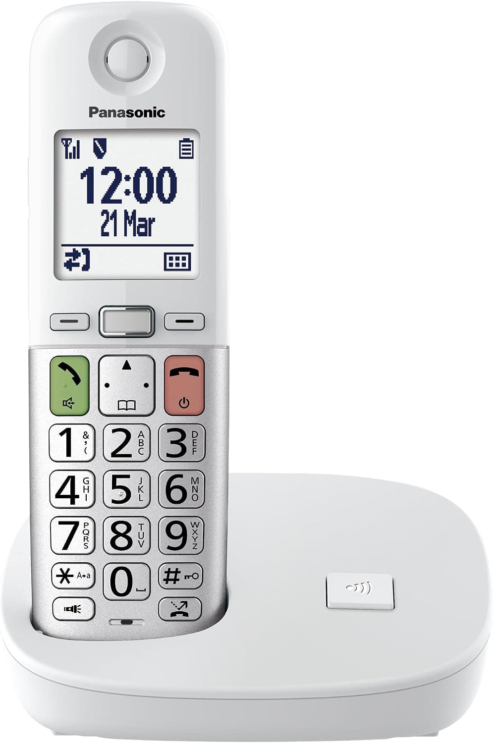 تلفن بیسیم Panasonic با منشی تلفنی و نمایشگر LCD، چراغقوه، سازگار با سمعک، سفید و نقرهای مدل KX-TGU410EXW تلفن بیسیم Panasonic با منشی تلفنی و نمایشگر LCD، چراغقوه، سازگار با سمعک، سفید و نقرهای مدل KX-TGU410EXW