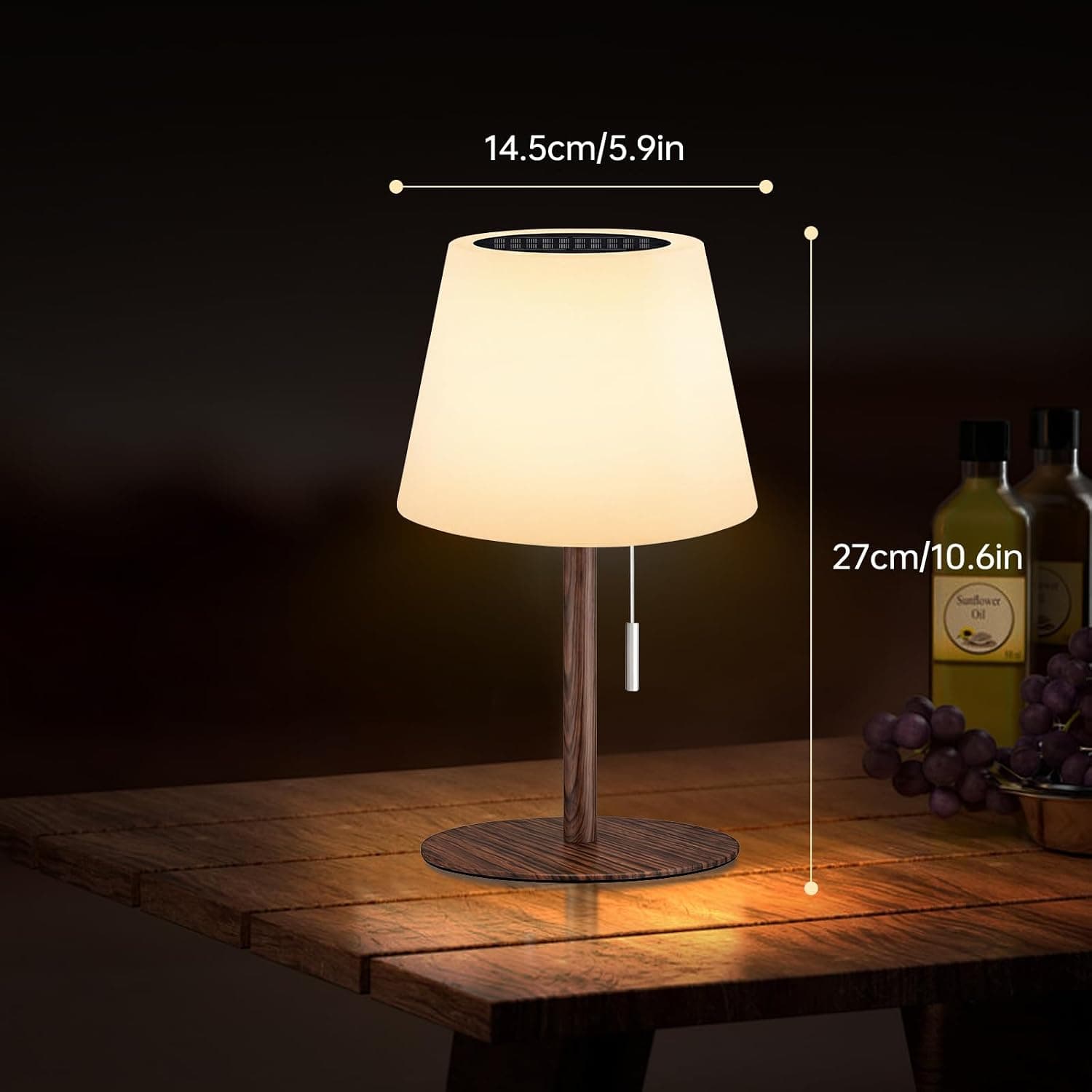 چراغ رومیزی خورشیدی فضای باز Gewiny ضدآب با حسگر نور، LED سفید گرم و RGB قابل تنظیم، شارژی و بیسیم طرح چوب چراغ رومیزی خورشیدی فضای باز Gewiny ضدآب با حسگر نور، LED سفید گرم و RGB قابل تنظیم، شارژی و بیسیم طرح چوب