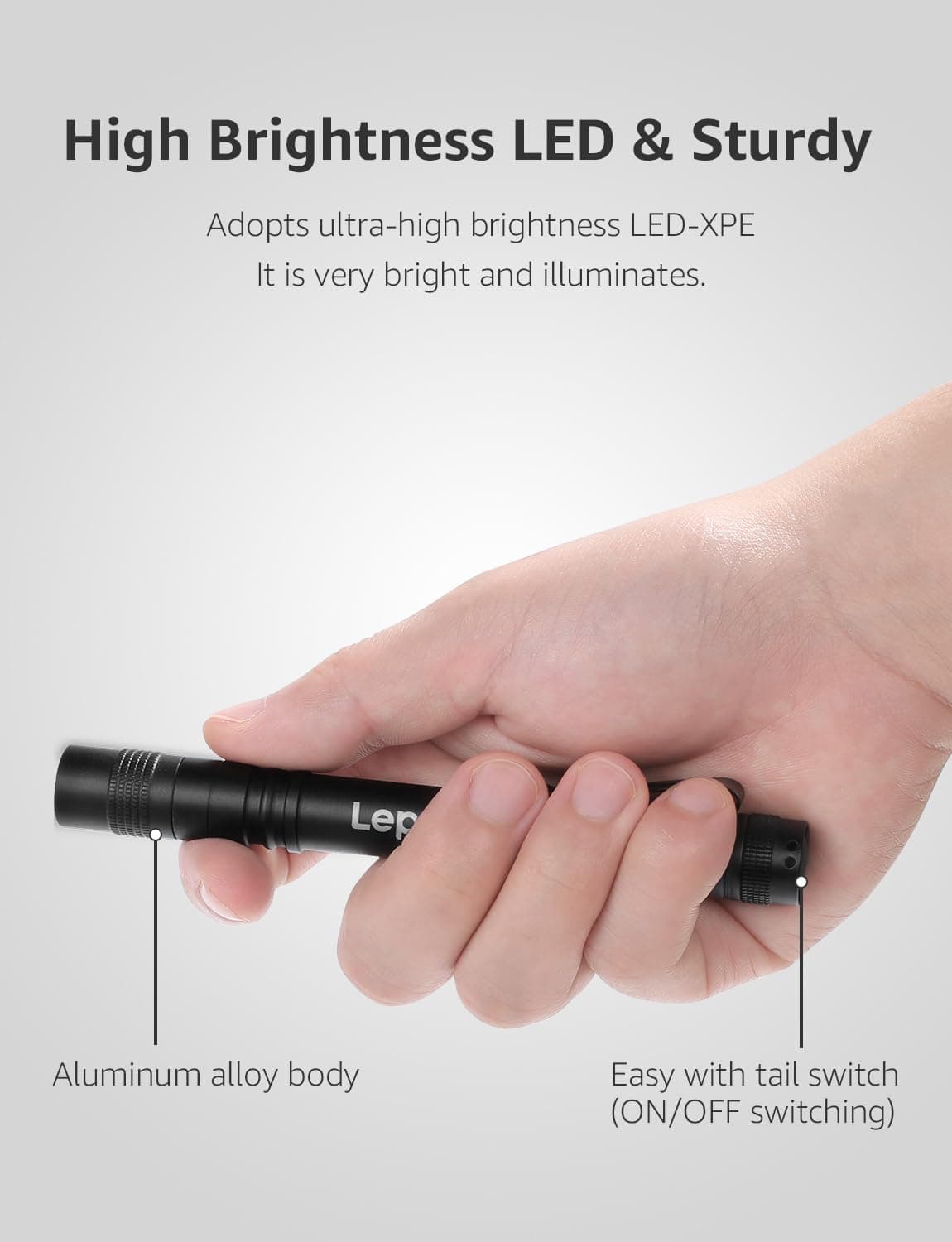 چراغقوه قلمی LED Lepro ضدآب گیرهدار با باتری AAA، بسته 2 عددی چراغقوه قلمی LED Lepro ضدآب گیرهدار با باتری AAA، بسته 2 عددی
