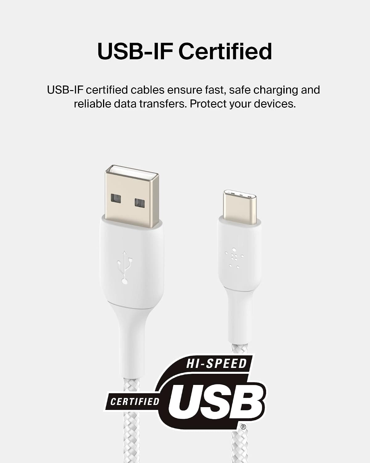 کابل شارژ Belkin بافتهشده USB-C به USB-A مدل BoostCharge 2m سفید کابل شارژ Belkin بافتهشده USB-C به USB-A مدل BoostCharge 2m سفید