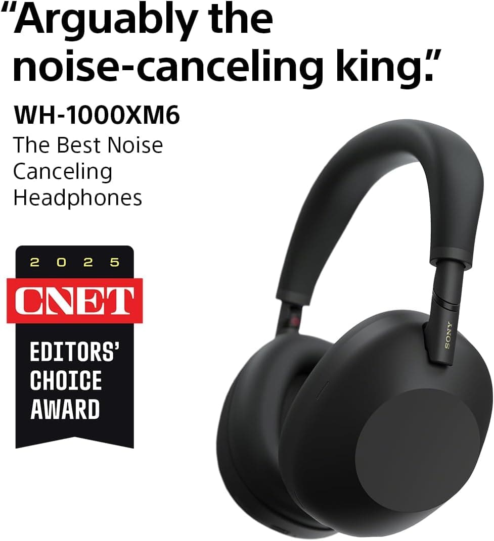 هدفون بیسیم حذف نویز Sony با 12 میکروفون مشکی مدل WH-1000XM6 هدفون بیسیم حذف نویز Sony با 12 میکروفون مشکی مدل WH-1000XM6