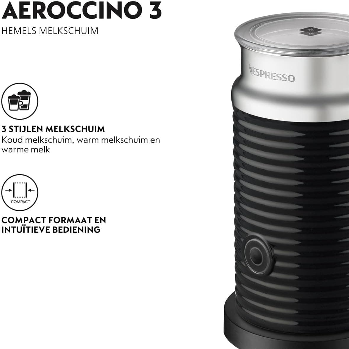 کفساز شیر Nespresso مشکی مستقل مدل Aeroccino 3 کفساز شیر Nespresso مشکی مستقل مدل Aeroccino 3