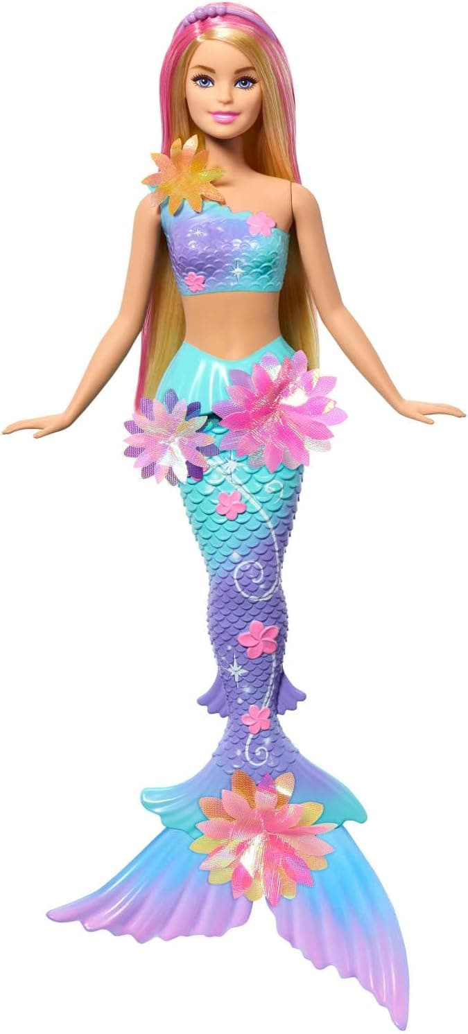 عروسک پری دریایی Barbie با گلهای شکوفهزن عروسک پری دریایی Barbie با گلهای شکوفهزن