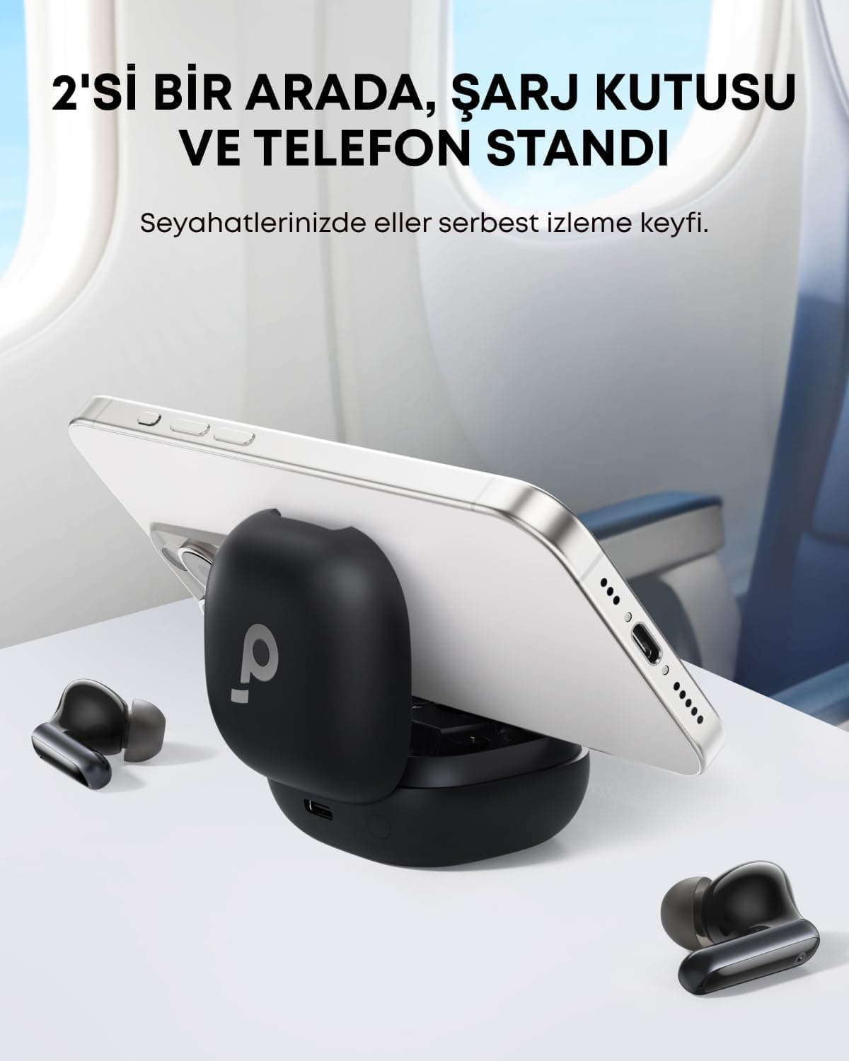 هدفون بلوتوثی توگوشی Anker Soundcore با حذف نویز تطبیقی، محفظه شارژ و پایه گوشی دوکاره، IPX5، شارژ بیسیم، مشکی مدل A3955 هدفون بلوتوثی توگوشی Anker Soundcore با حذف نویز تطبیقی، محفظه شارژ و پایه گوشی دوکاره، IPX5، شارژ بیسیم، مشکی مدل A3955