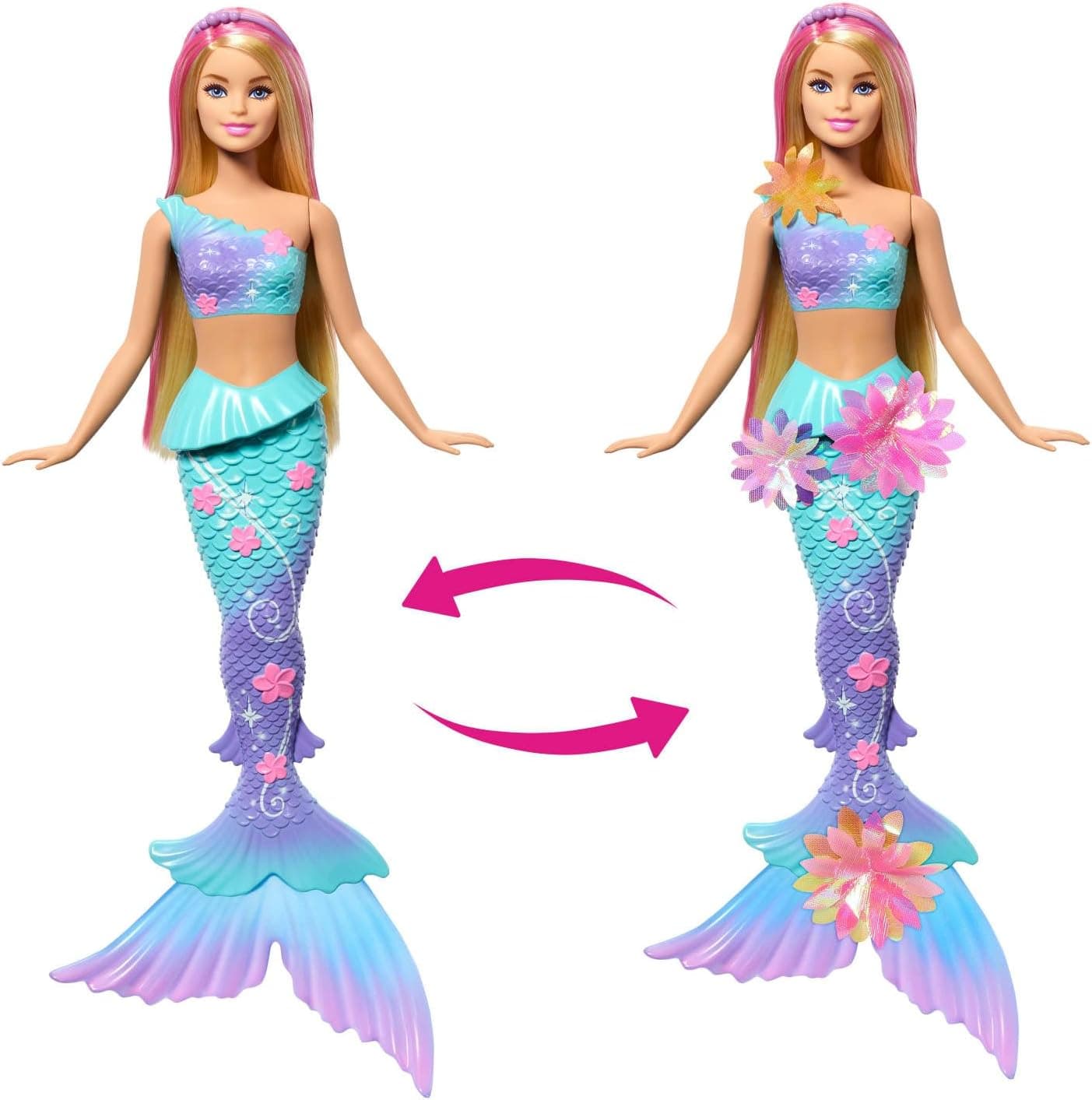 عروسک پری دریایی Barbie با گلهای شکوفهزن عروسک پری دریایی Barbie با گلهای شکوفهزن