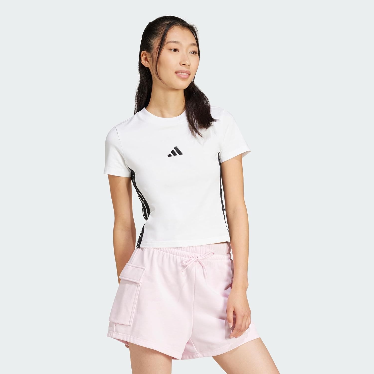 تیشرت زنانه adidas Essentials 3-Stripes اسلیم بیبی فیت تیشرت زنانه adidas Essentials 3-Stripes اسلیم بیبی فیت