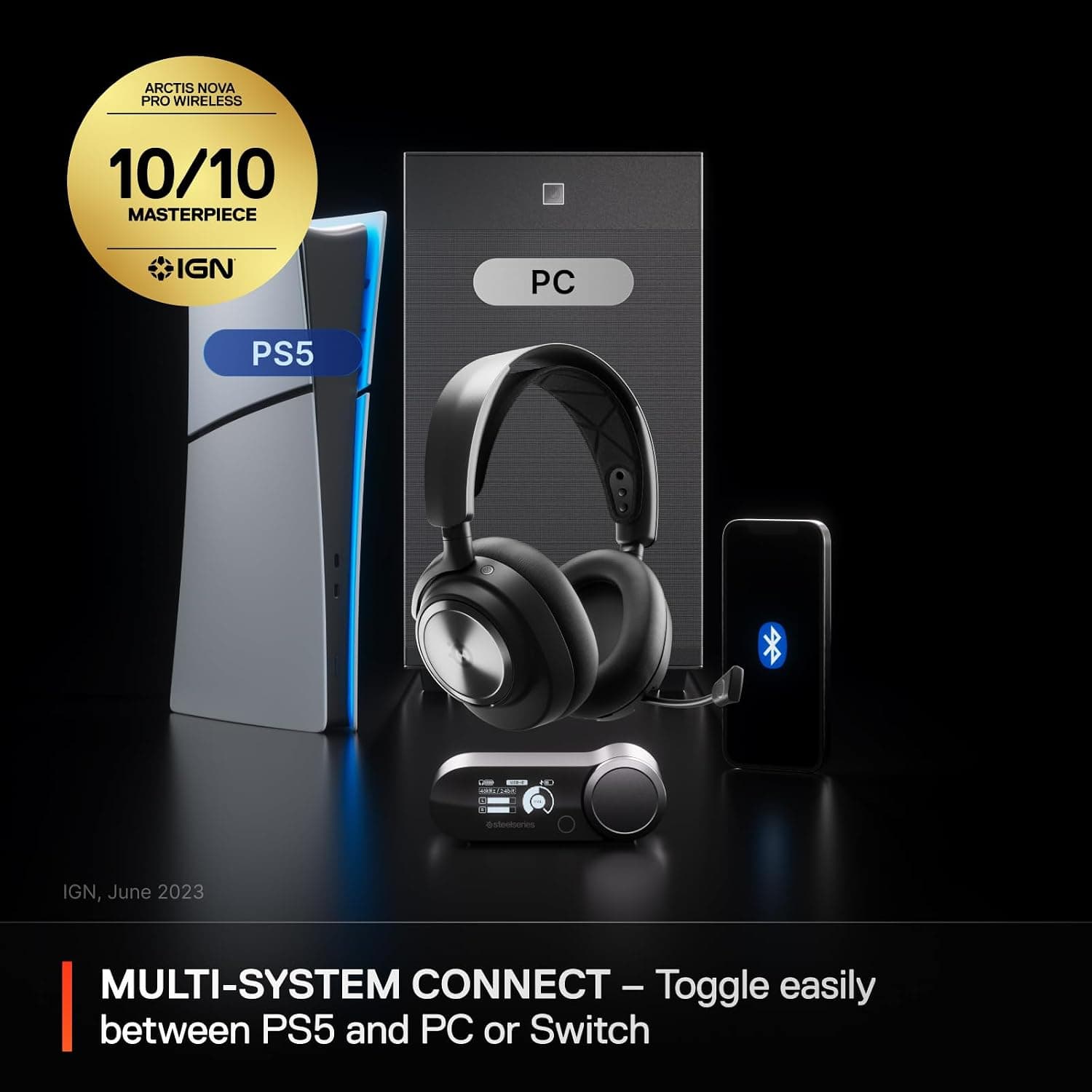هدست گیمینگ بیسیم SteelSeries Arctis Nova Pro Wireless چندپلتفرمه با حذف نویز فعال مشکی هدست گیمینگ بیسیم SteelSeries Arctis Nova Pro Wireless چندپلتفرمه با حذف نویز فعال مشکی
