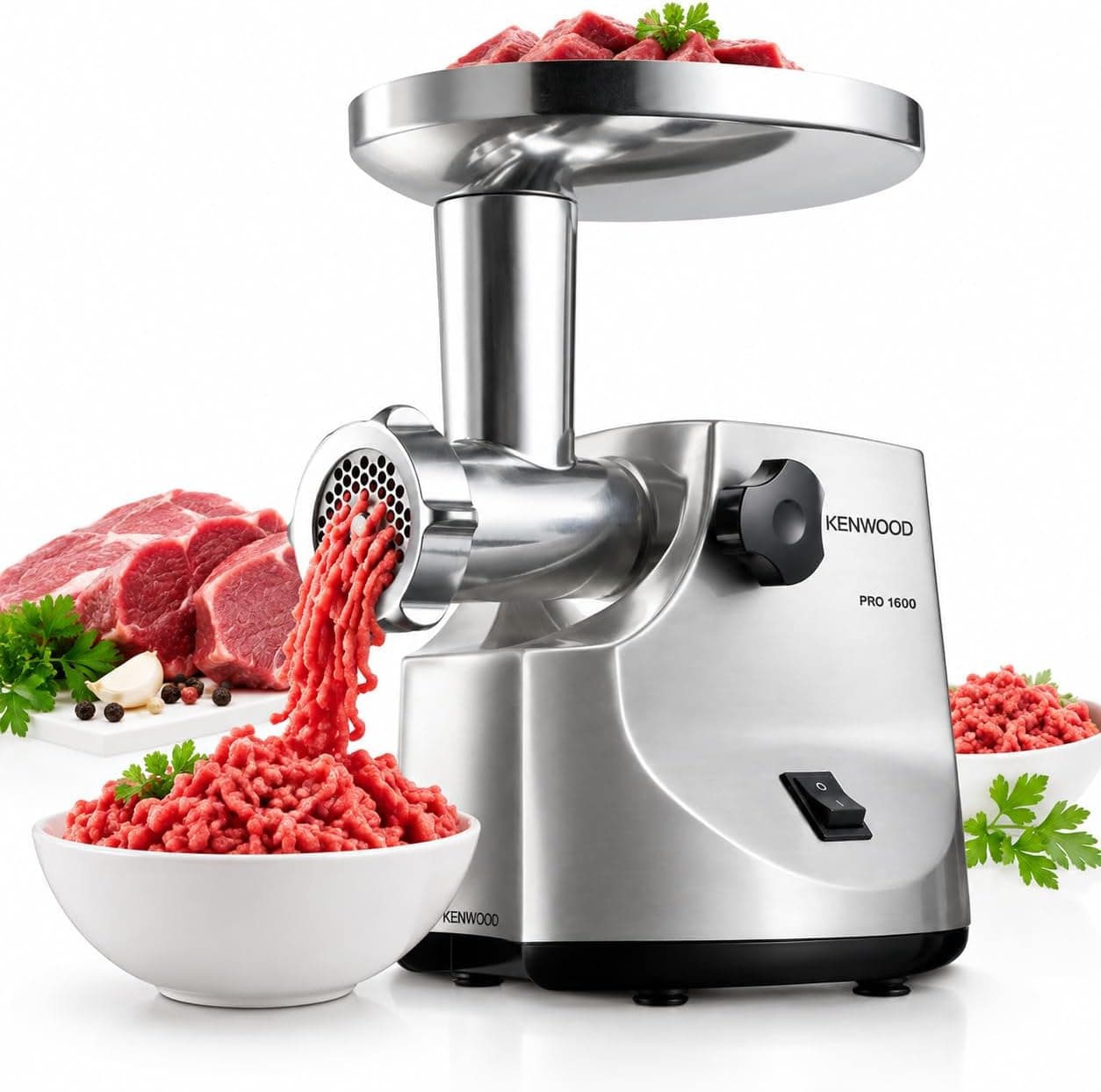 چرخ گوشت Kenwood با توان 1600W بدنه فلزی مدل MG510 نقرهای چرخ گوشت Kenwood با توان 1600W بدنه فلزی مدل MG510 نقرهای