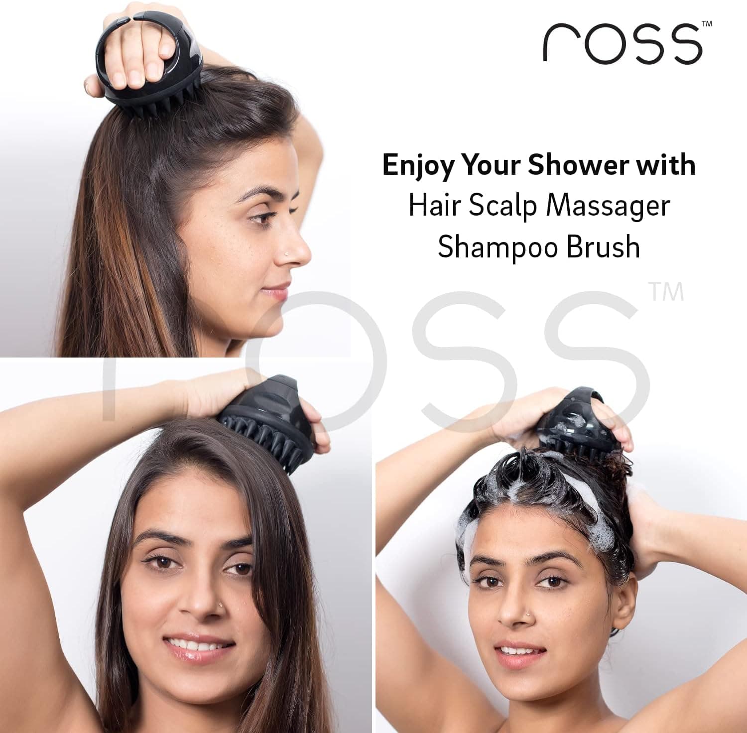 برس شامپو ماساژور پوست سر Ross با الیاف سیلیکونی نرم مشکی برس شامپو ماساژور پوست سر Ross با الیاف سیلیکونی نرم مشکی