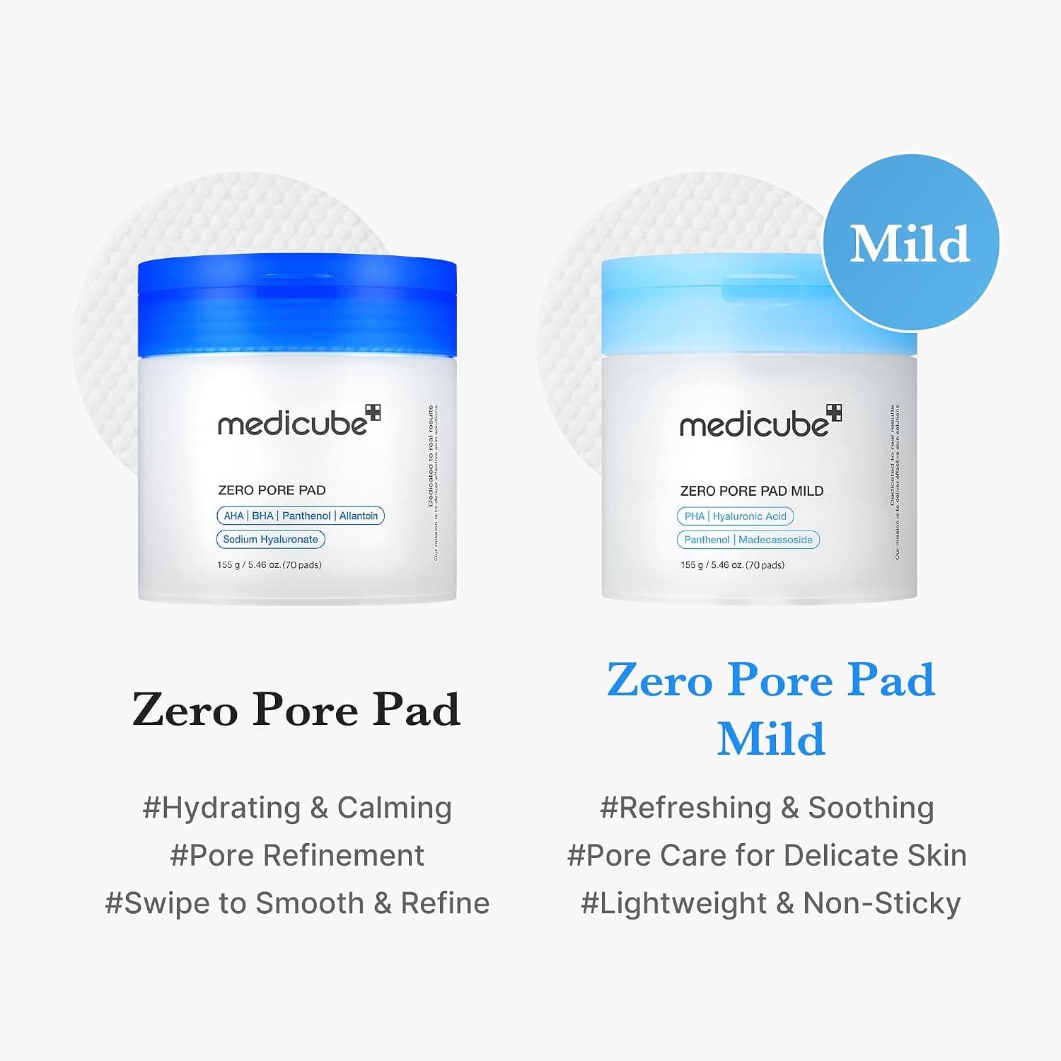 پد تونر لایهبردار medicube Zero Pore Pads Mild 2.0 با PHA برای کاهش منافذ و جوش سر سیاه پد تونر لایهبردار medicube Zero Pore Pads Mild 2.0 با PHA برای کاهش منافذ و جوش سر سیاه
