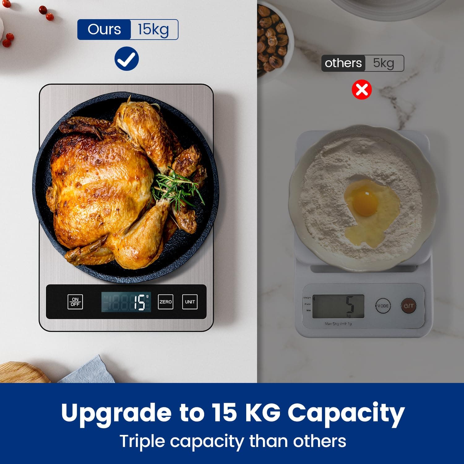 ترازوی آشپزخانه دیجیتال izeyu استیل ضدزنگ شارژی USB با ظرفیت 15KG/33 lb مدل A ترازوی آشپزخانه دیجیتال izeyu استیل ضدزنگ شارژی USB با ظرفیت 15KG/33 lb مدل A