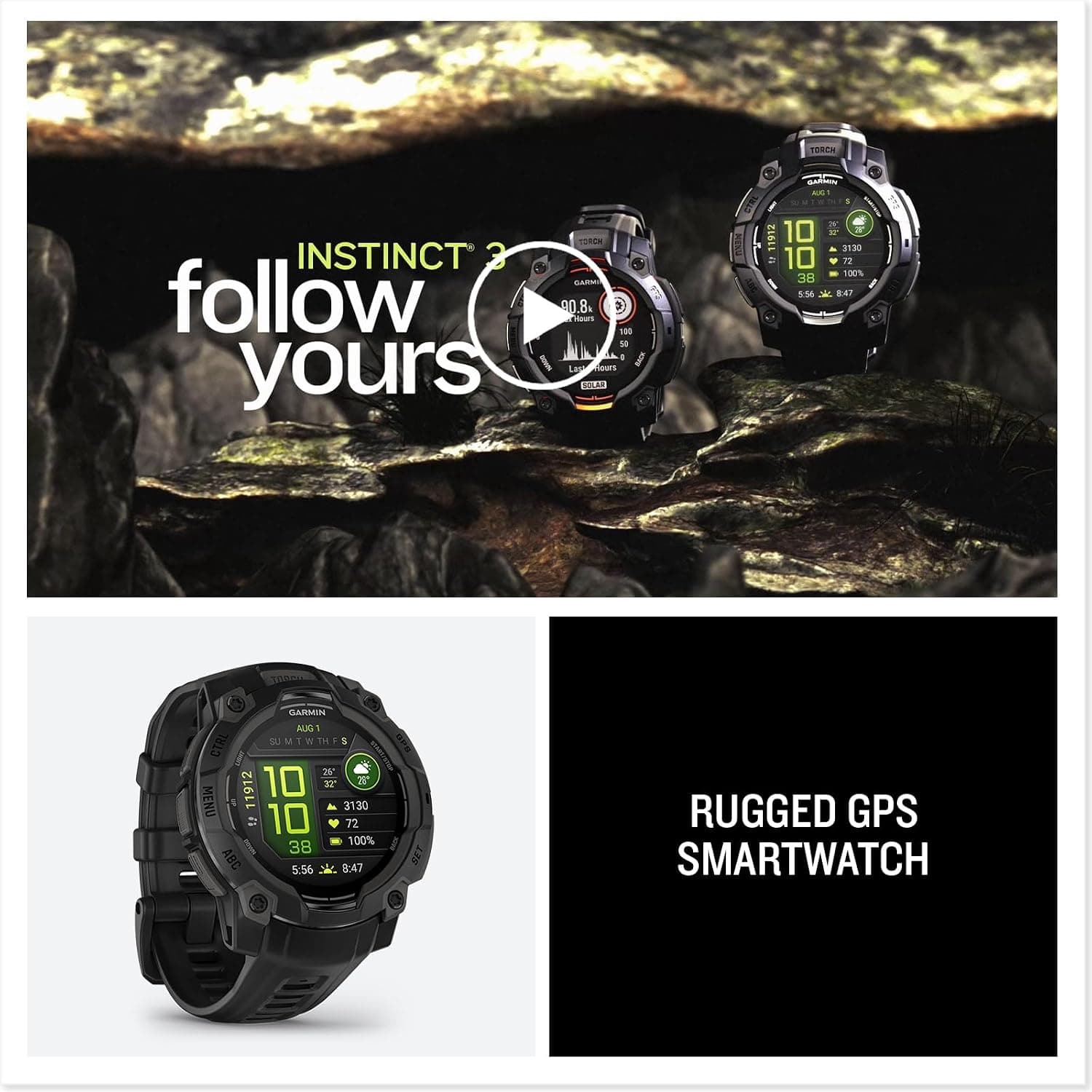 ساعت هوشمند Garmin Instinct 3 45mm مشکی AMOLED ساعت هوشمند Garmin Instinct 3 45mm مشکی AMOLED