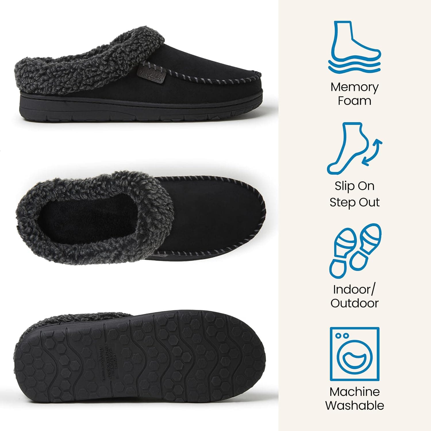دمپایی مردانه Dearfoams Clog جیر مایکروفایبر با دوخت Whipstitch دمپایی مردانه Dearfoams Clog جیر مایکروفایبر با دوخت Whipstitch