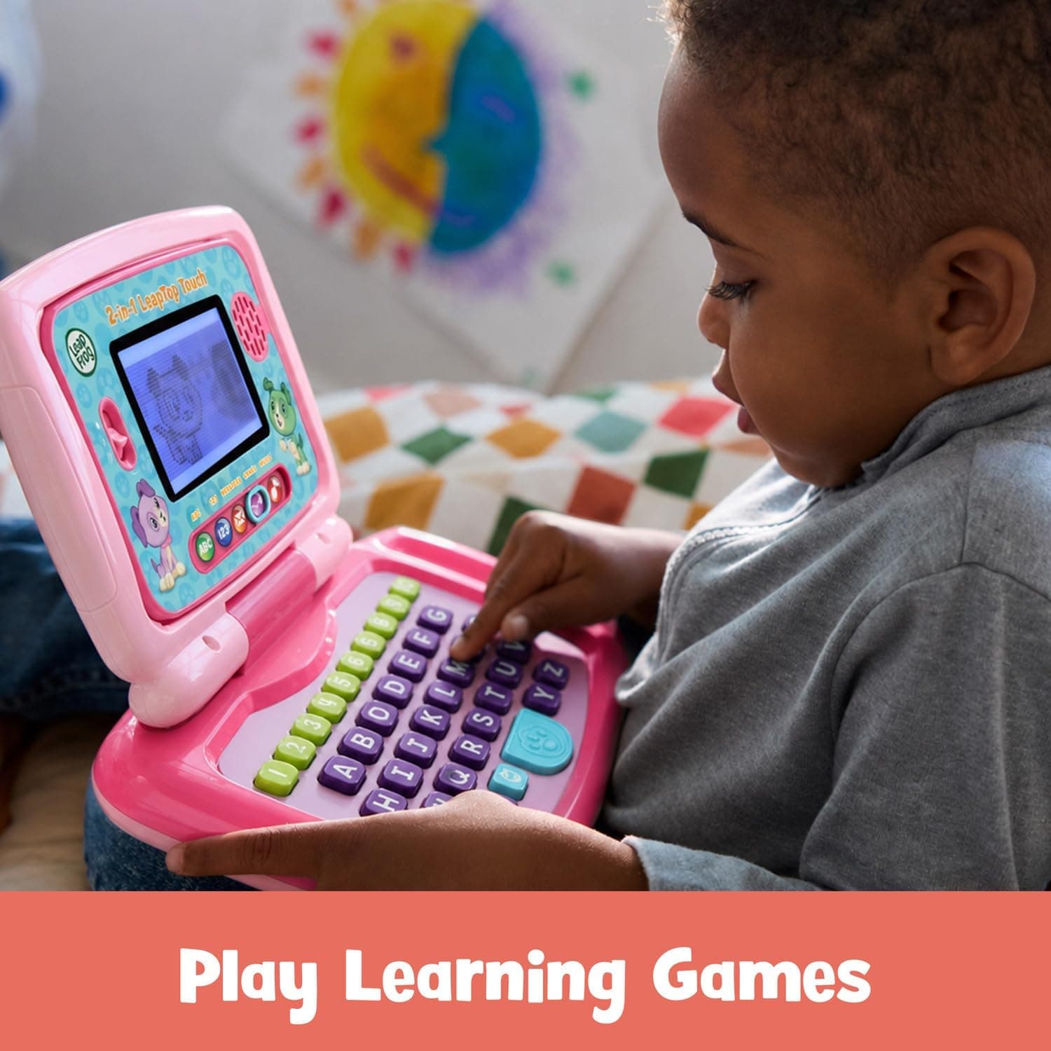 لپتاپ آموزشی کودک LeapFrog دوکاره لمسی صورتی لپتاپ آموزشی کودک LeapFrog دوکاره لمسی صورتی