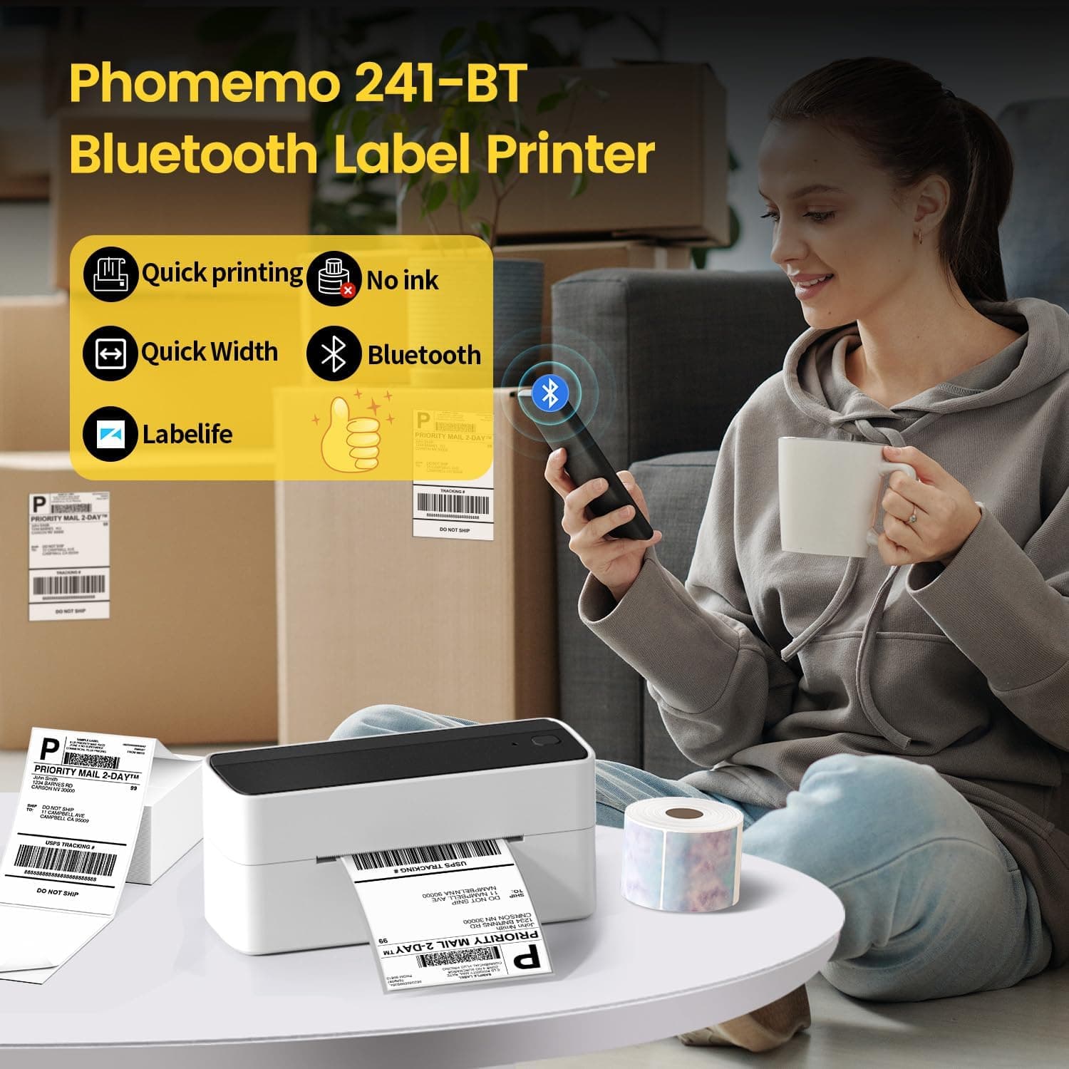چاپگر برچسب حرارتی بلوتوثی Phomemo برای برچسب ارسال 4x6 چاپگر برچسب حرارتی بلوتوثی Phomemo برای برچسب ارسال 4x6