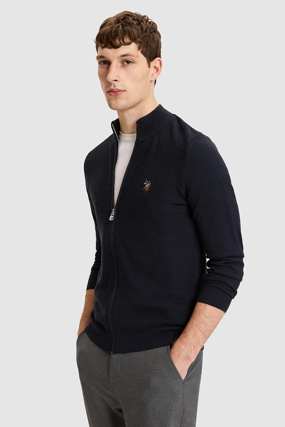 ژاکت بافت مردانه U.S. POLO ASSN. بیسیک خاکستری ملانژ مدل 50328871 VR086 ژاکت بافت مردانه U.S. POLO ASSN. بیسیک خاکستری ملانژ مدل 50328871 VR086