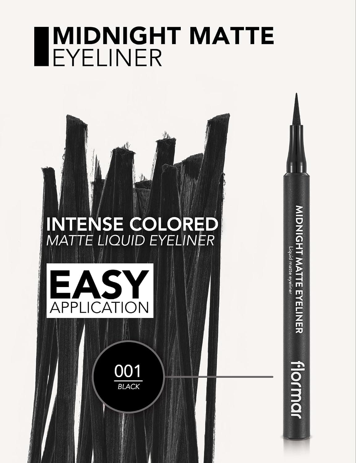 خط چشم مایع ماژیکی مات Flormar مشکی مدل Midnight Matte Eyeliner 001 Black خط چشم مایع ماژیکی مات Flormar مشکی مدل Midnight Matte Eyeliner 001 Black
