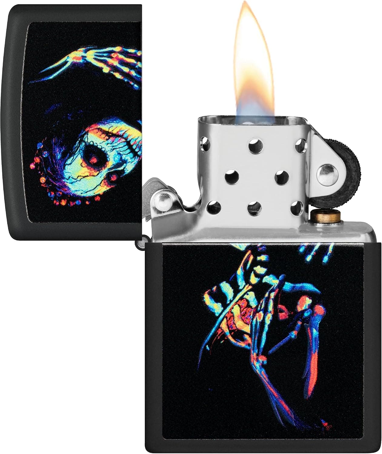 فندک Zippo بادگیر اسکلت UV مشکی مات فندک Zippo بادگیر اسکلت UV مشکی مات