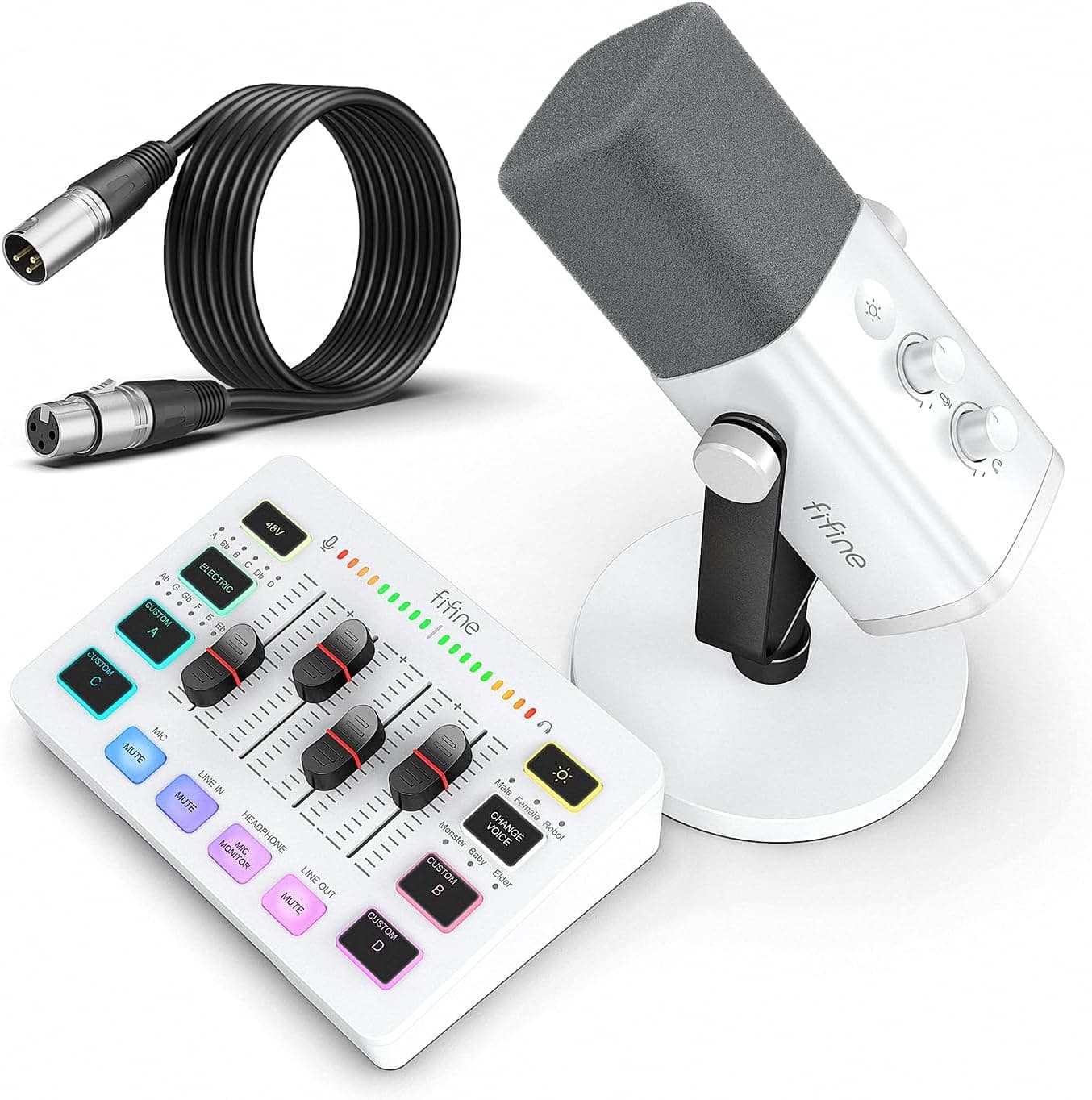 ست تجهیزات استریم FIFINE با میکروفون XLR/USB مدل AmpliGame KS5W ست تجهیزات استریم FIFINE با میکروفون XLR/USB مدل AmpliGame KS5W