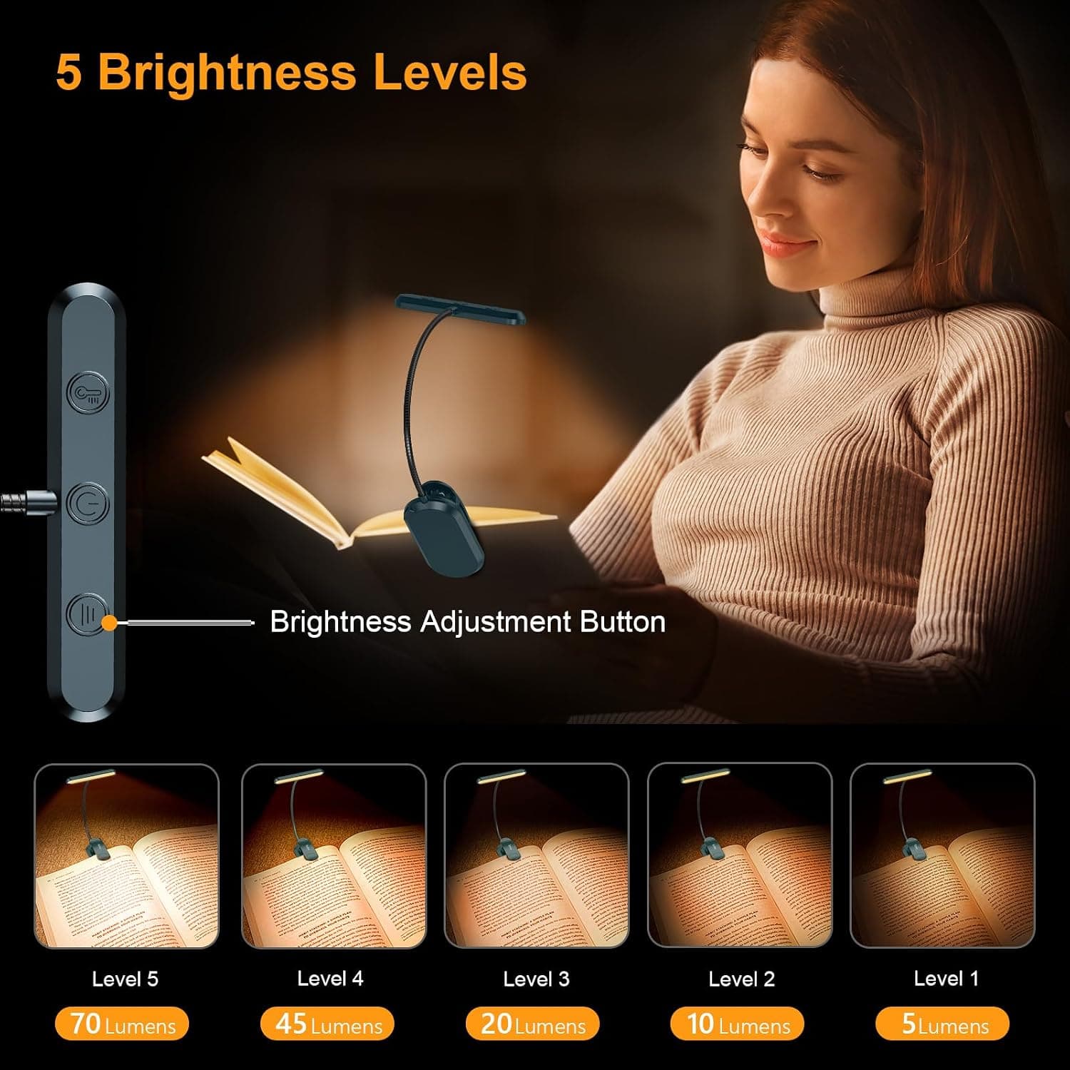 چراغ مطالعه شارژی گیرهای Gritin با گردن انعطافپذیر، 19 LED، 3 دمای رنگ، 5 سطح روشنایی و 80 ساعت شارژدهی آکوامارین چراغ مطالعه شارژی گیرهای Gritin با گردن انعطافپذیر، 19 LED، 3 دمای رنگ، 5 سطح روشنایی و 80 ساعت شارژدهی آکوامارین