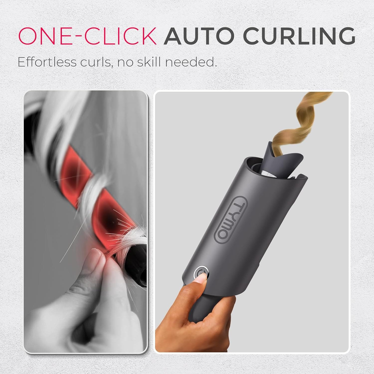 فرکننده مو TYMO اتوماتیک چرخشی مدل CURLPRO، موج ساحلی، 25mm، خاکستری متالیک فرکننده مو TYMO اتوماتیک چرخشی مدل CURLPRO، موج ساحلی، 25mm، خاکستری متالیک