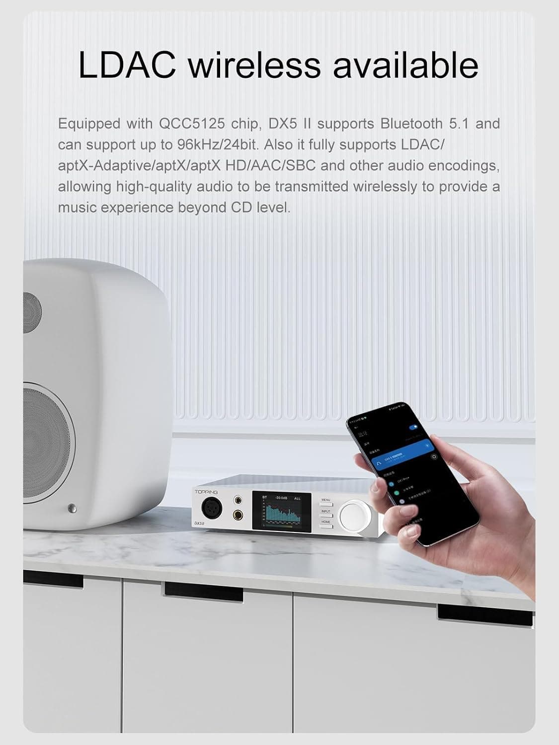 DAC و تقویتکننده هدفون رومیزی TOPPING با تراشه ES9039Q2M مدل DX5 II مشکی DAC و تقویتکننده هدفون رومیزی TOPPING با تراشه ES9039Q2M مدل DX5 II مشکی