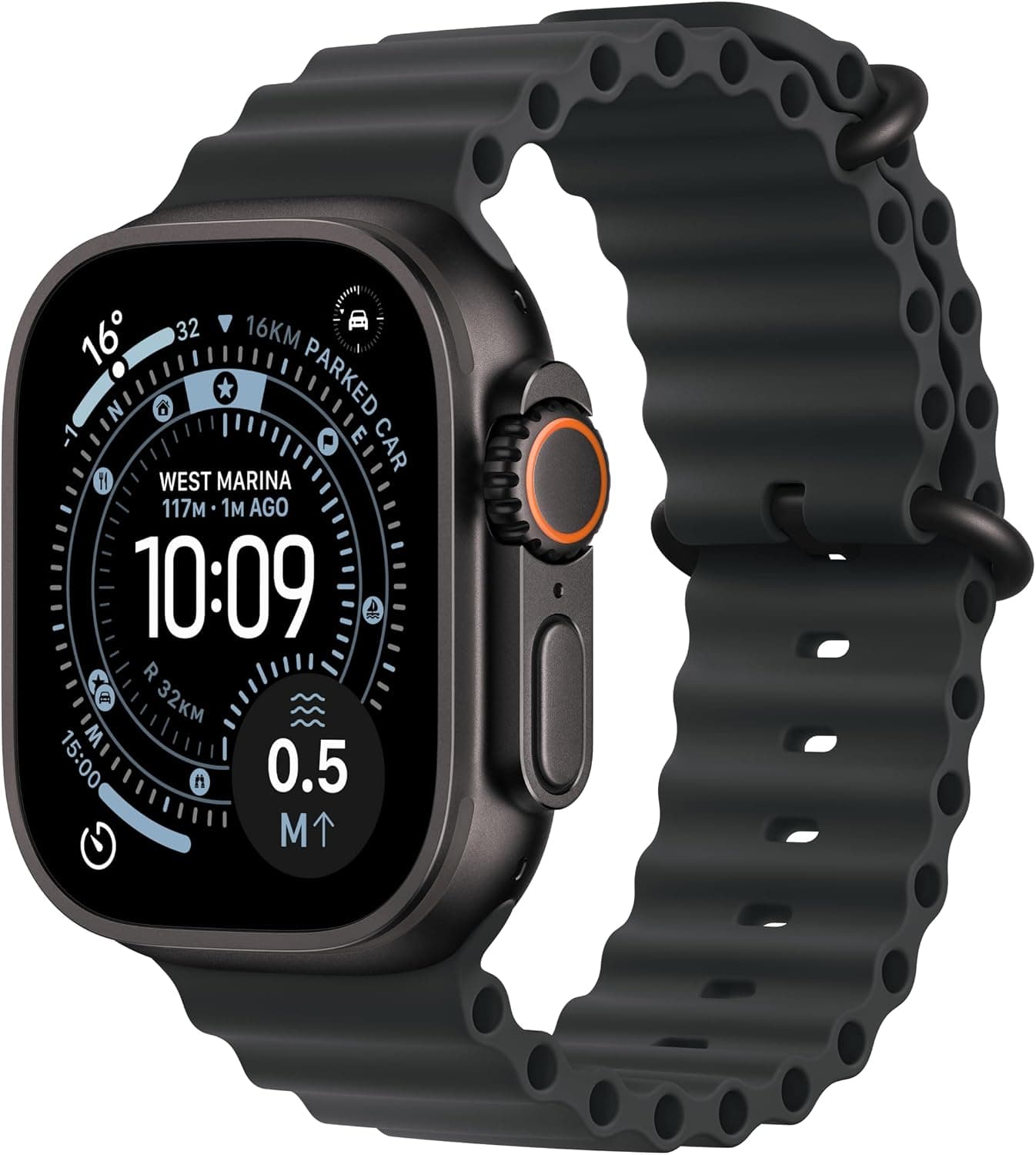ساعت هوشمند Apple برای دویدن و ورزشهای چندگانه با GPS + Cellular مدل Ultra 3، 49mm با قاب تیتانیومی مشکی مقاوم و بند مشکی Ocean Band ساعت هوشمند Apple برای دویدن و ورزشهای چندگانه با GPS + Cellular مدل Ultra 3، 49mm با قاب تیتانیومی مشکی مقاوم و بند مشکی Ocean Band