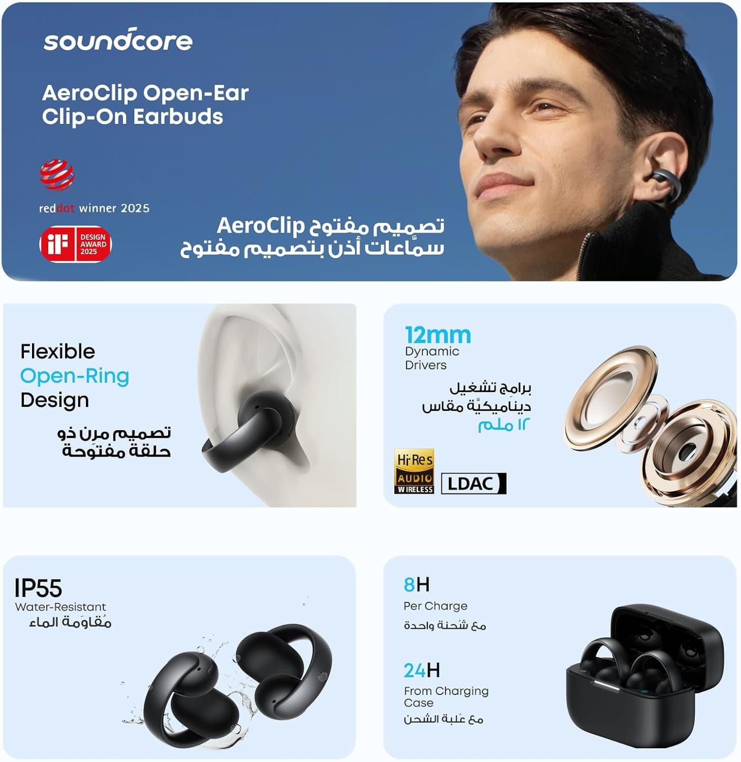 ایرباد گوشباز Soundcore مدل AeroClip با گیره ایرباد گوشباز Soundcore مدل AeroClip با گیره