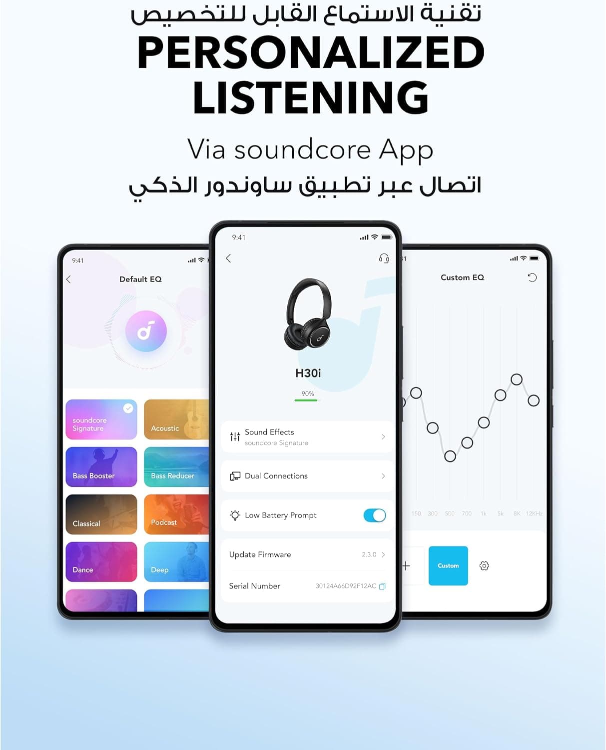 هدفون روگوشی Soundcore مدت پخش 70H تاشو مدل H30i هدفون روگوشی Soundcore مدت پخش 70H تاشو مدل H30i
