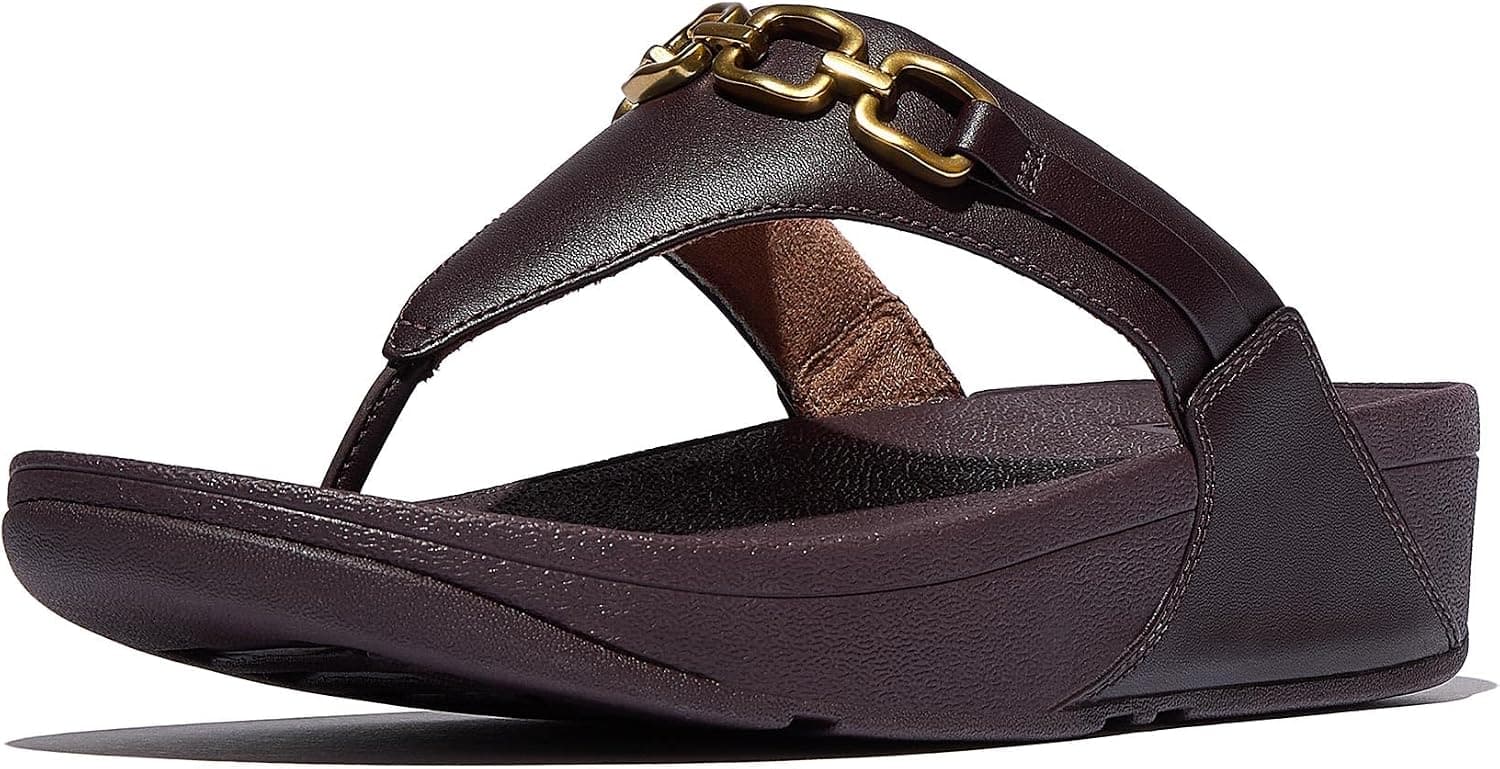 صندل زنانه انگشتی FitFlop چرمی مدل لژدار Lulu Square-Chain صندل زنانه انگشتی FitFlop چرمی مدل لژدار Lulu Square-Chain