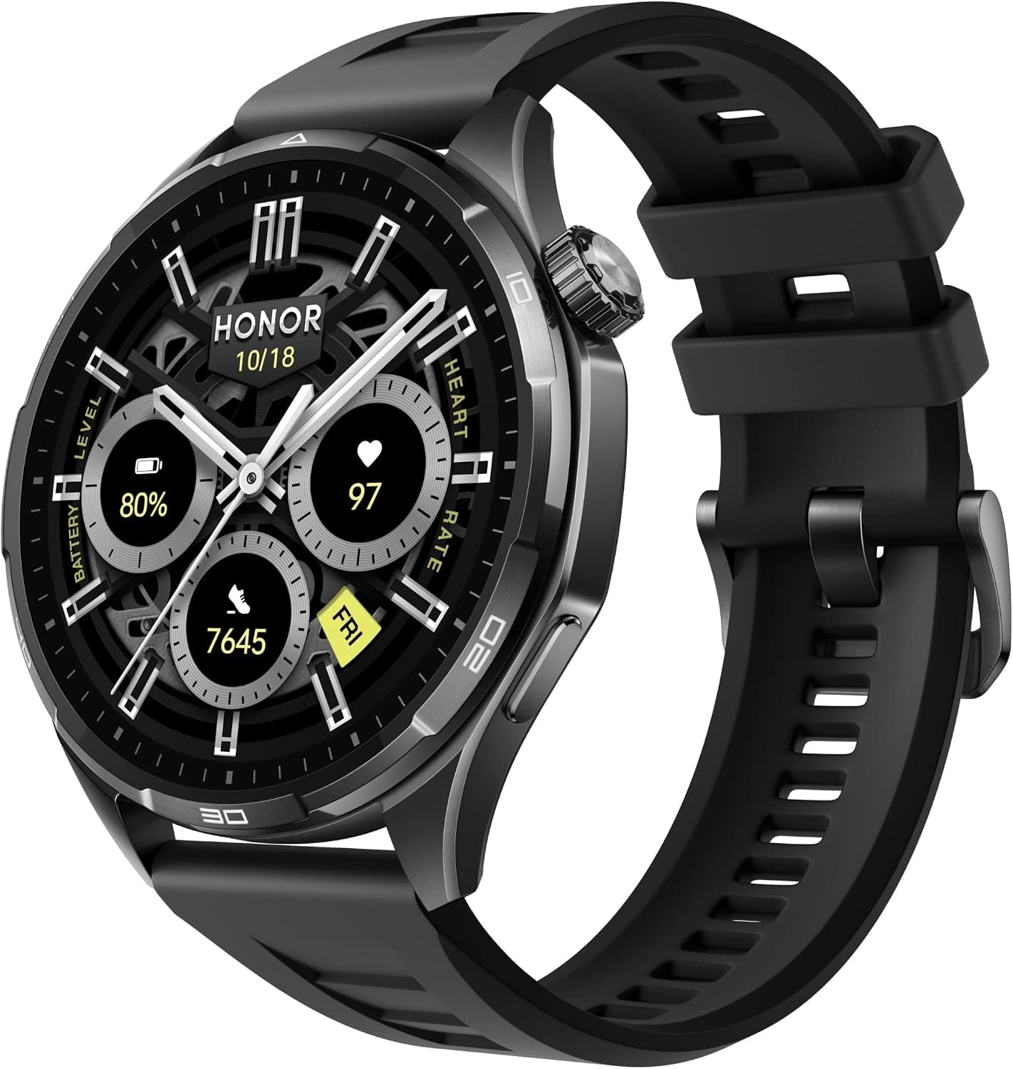 ساعت هوشمند HONOR، باتری ۳۵ روزه، GPS دو بانده، ۱۲۳ حالت ورزشی، نمایشگر AMOLED، پایش سلامت AI، مشکی سایهای ساعت هوشمند HONOR، باتری ۳۵ روزه، GPS دو بانده، ۱۲۳ حالت ورزشی، نمایشگر AMOLED، پایش سلامت AI، مشکی سایهای