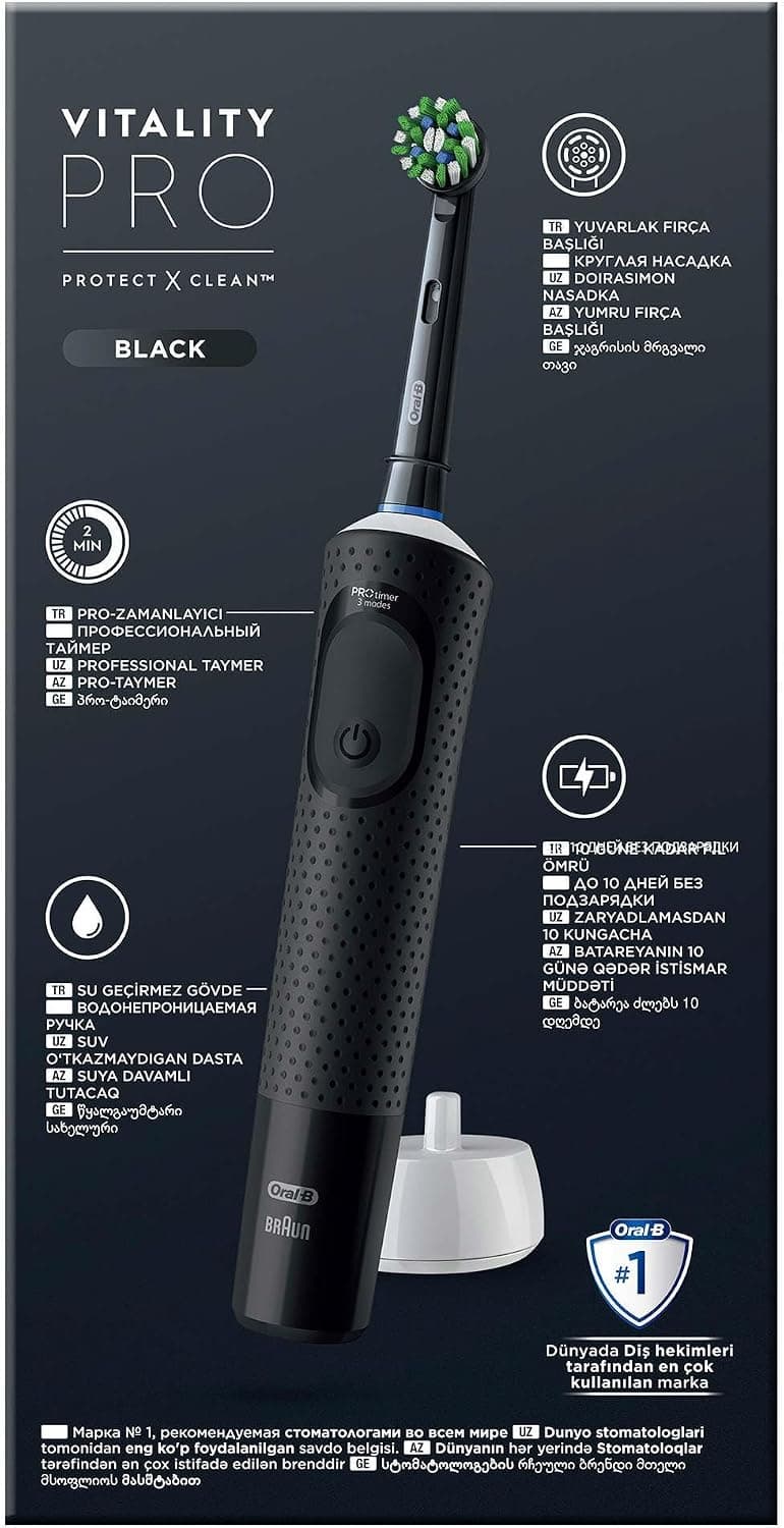 مسواک برقی Oral-B مدل Vitality Pro مشکی با قابلیت محافظت و تمیزکنندگی مسواک برقی Oral-B مدل Vitality Pro مشکی با قابلیت محافظت و تمیزکنندگی