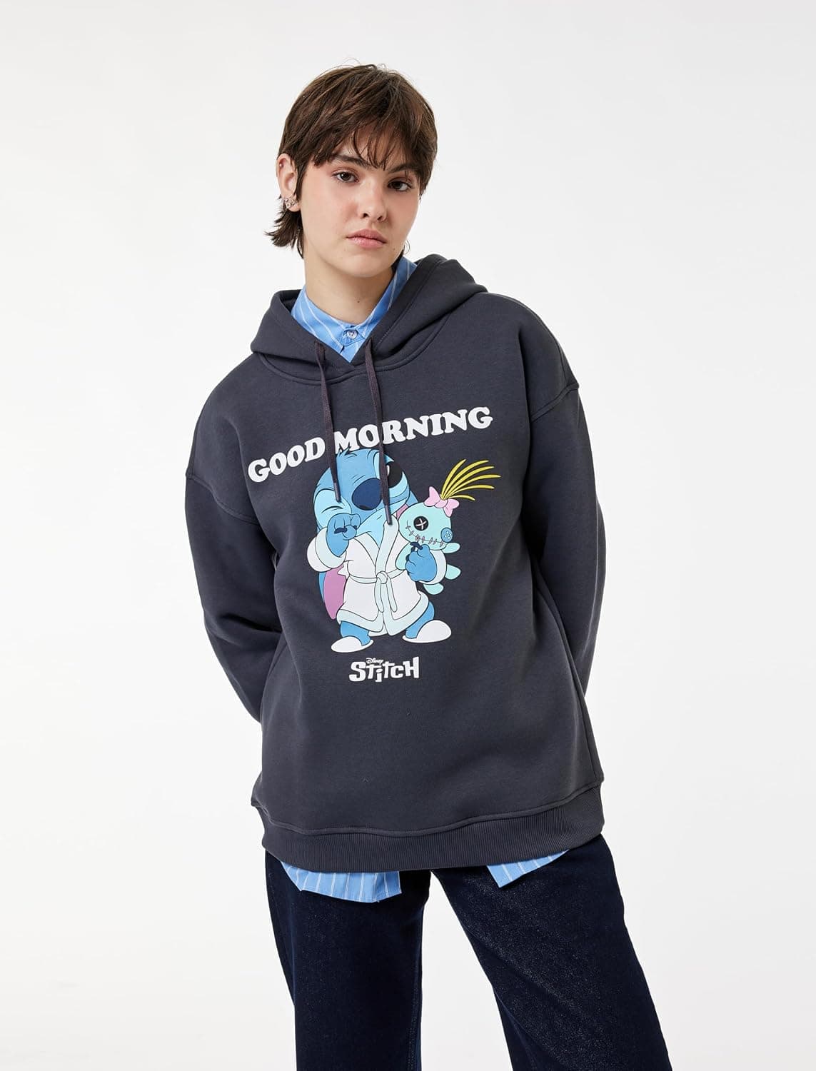 سویشرت Koton کلاهدار آستینبلند اورسایز چاپی دارای مجوز Stitch سویشرت Koton کلاهدار آستینبلند اورسایز چاپی دارای مجوز Stitch