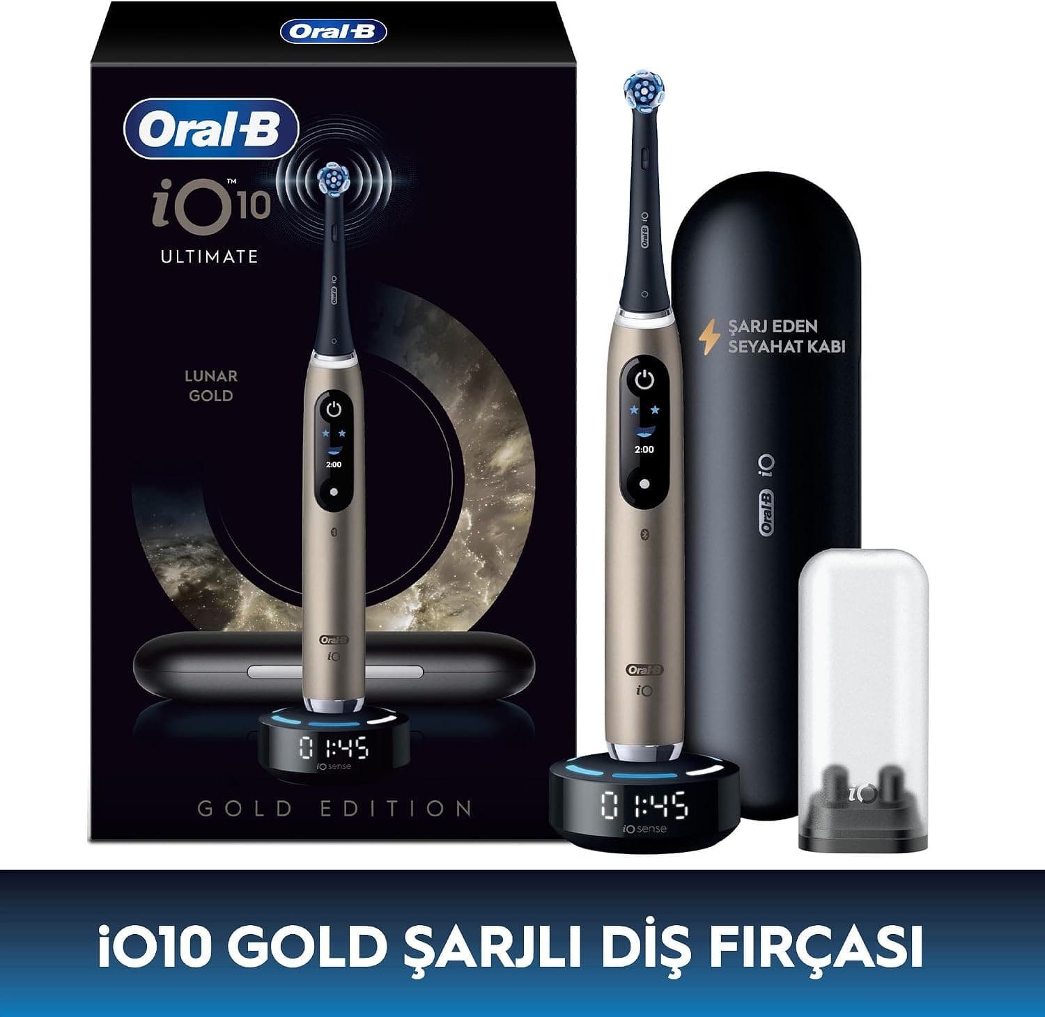 مسواک برقی Oral-B iO10 Gold با 1 سری مسواک، شارژر مغناطیسی سریع، باتری بادوام و کیف مسافرتی شارژر مسواک برقی Oral-B iO10 Gold با 1 سری مسواک، شارژر مغناطیسی سریع، باتری بادوام و کیف مسافرتی شارژر