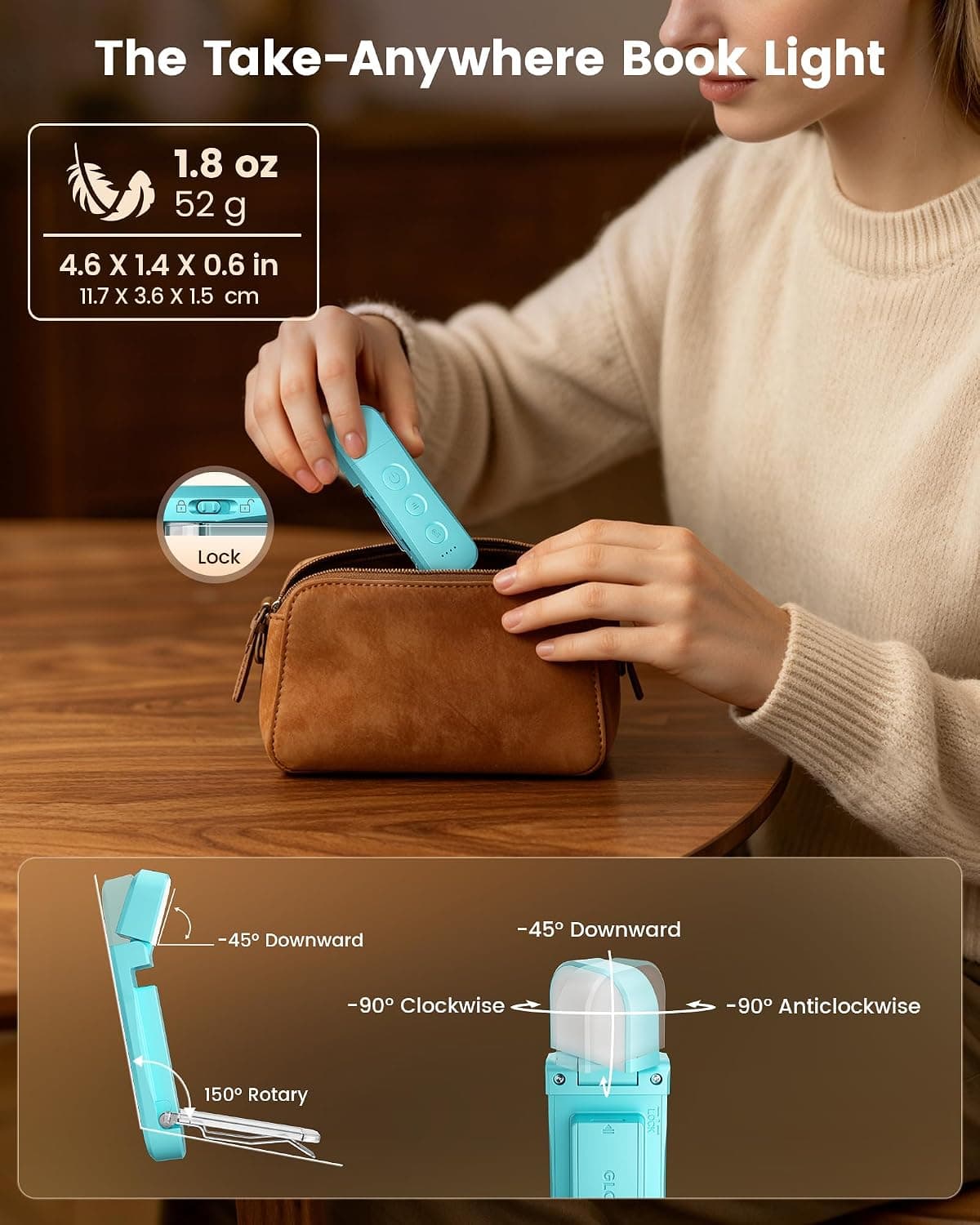 چراغ مطالعه کلیپسی Glocusent 12 LED با 5 رنگ نور و 5 سطح روشنایی چراغ مطالعه کلیپسی Glocusent 12 LED با 5 رنگ نور و 5 سطح روشنایی