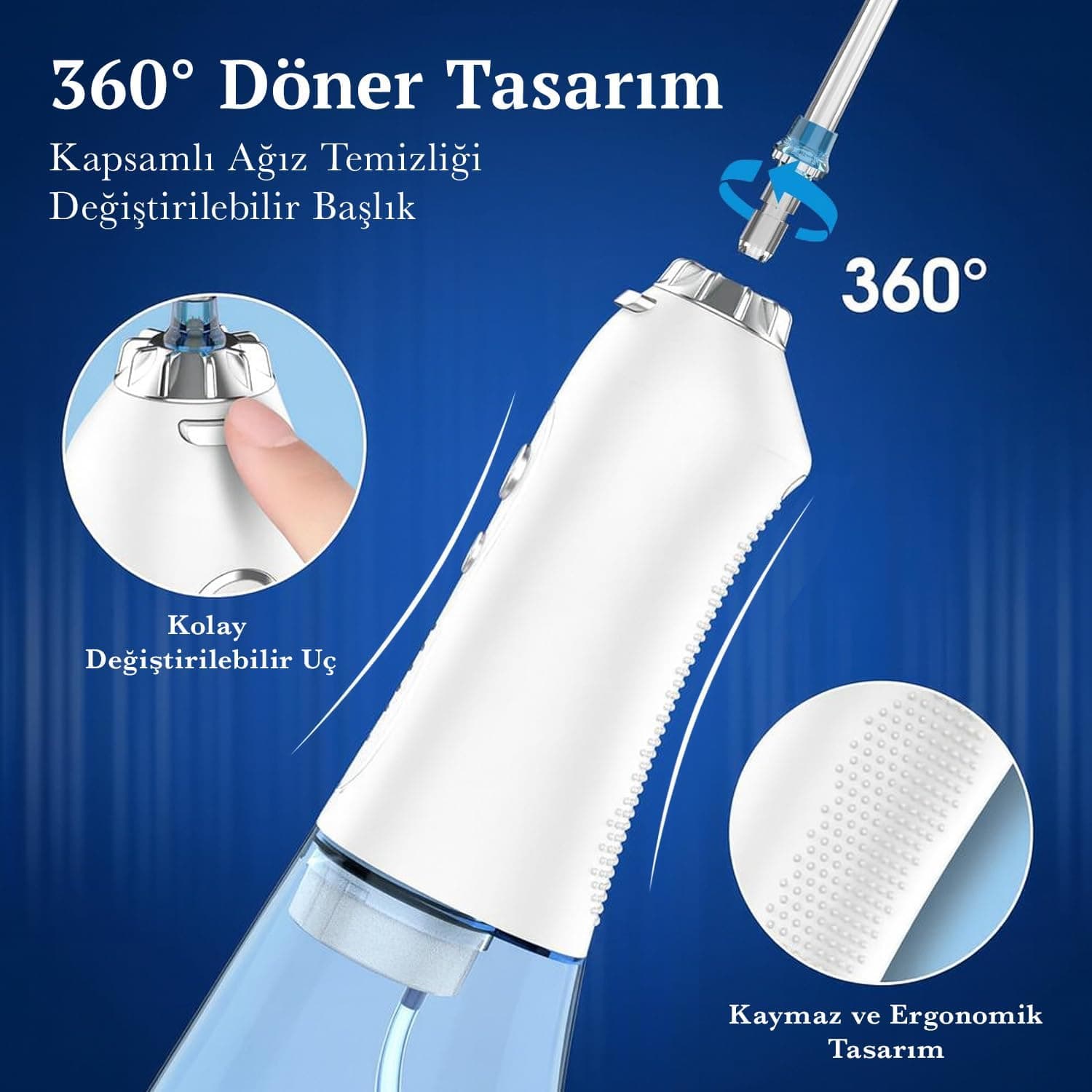 دستگاه شستشوی دهان H2ofloss شارژی بیسیم 5 حالته 6 نازل IPX7 سفید دستگاه شستشوی دهان H2ofloss شارژی بیسیم 5 حالته 6 نازل IPX7 سفید