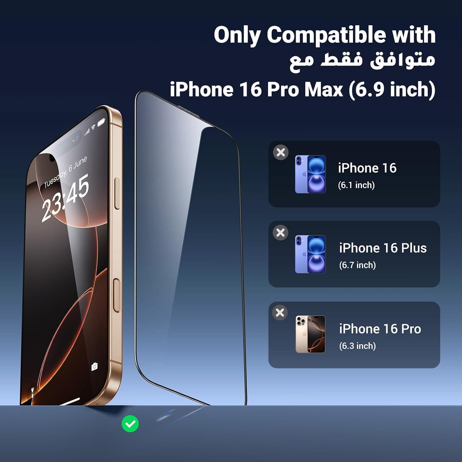محافظ صفحه نمایش UGREEN iPhone 16 Pro Max نصب خودتراز 2 عددی محافظ صفحه نمایش UGREEN iPhone 16 Pro Max نصب خودتراز 2 عددی