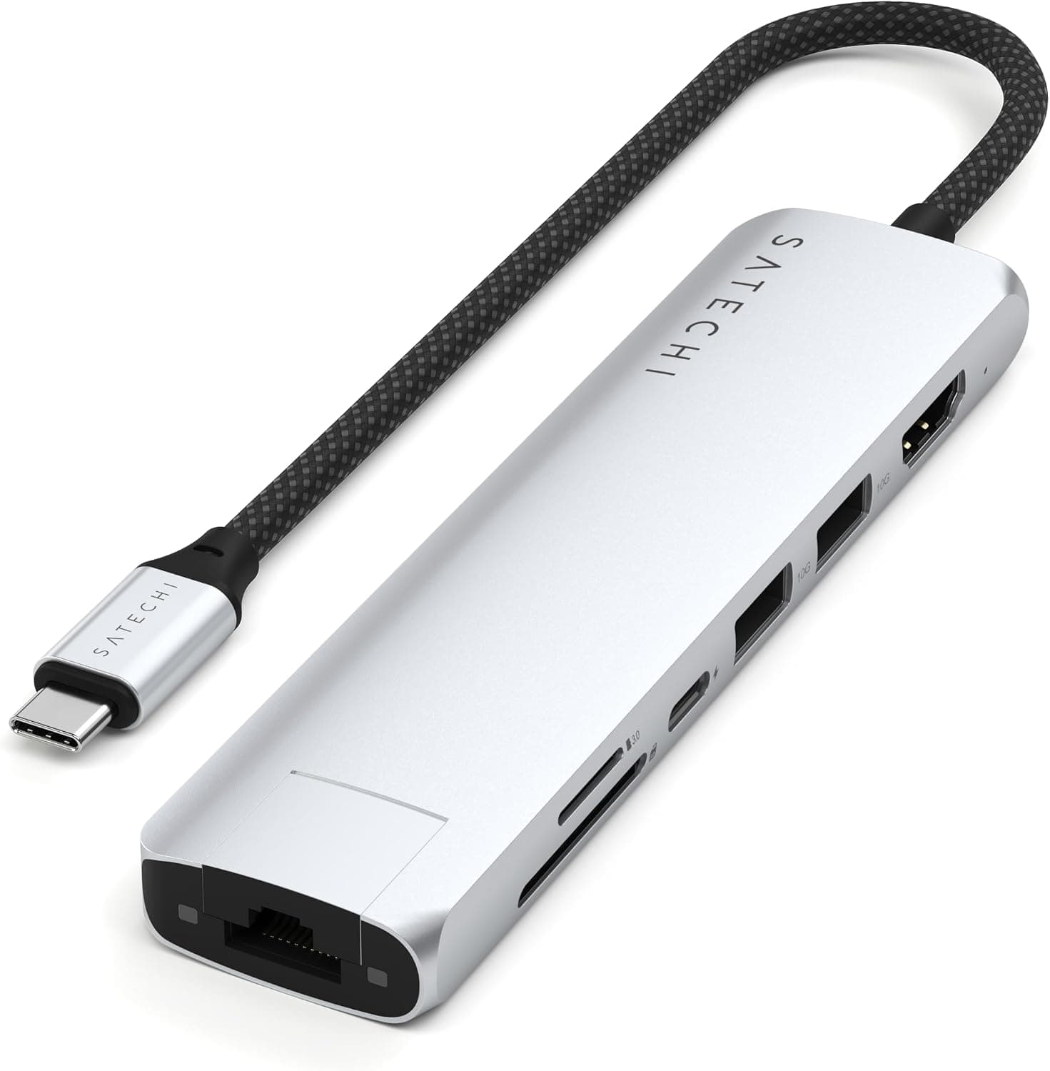 هاب USB-C هفتپورت Satechi با اترنت، HDMI مدل 4K@60Hz، نقرهای هاب USB-C هفتپورت Satechi با اترنت، HDMI مدل 4K@60Hz، نقرهای