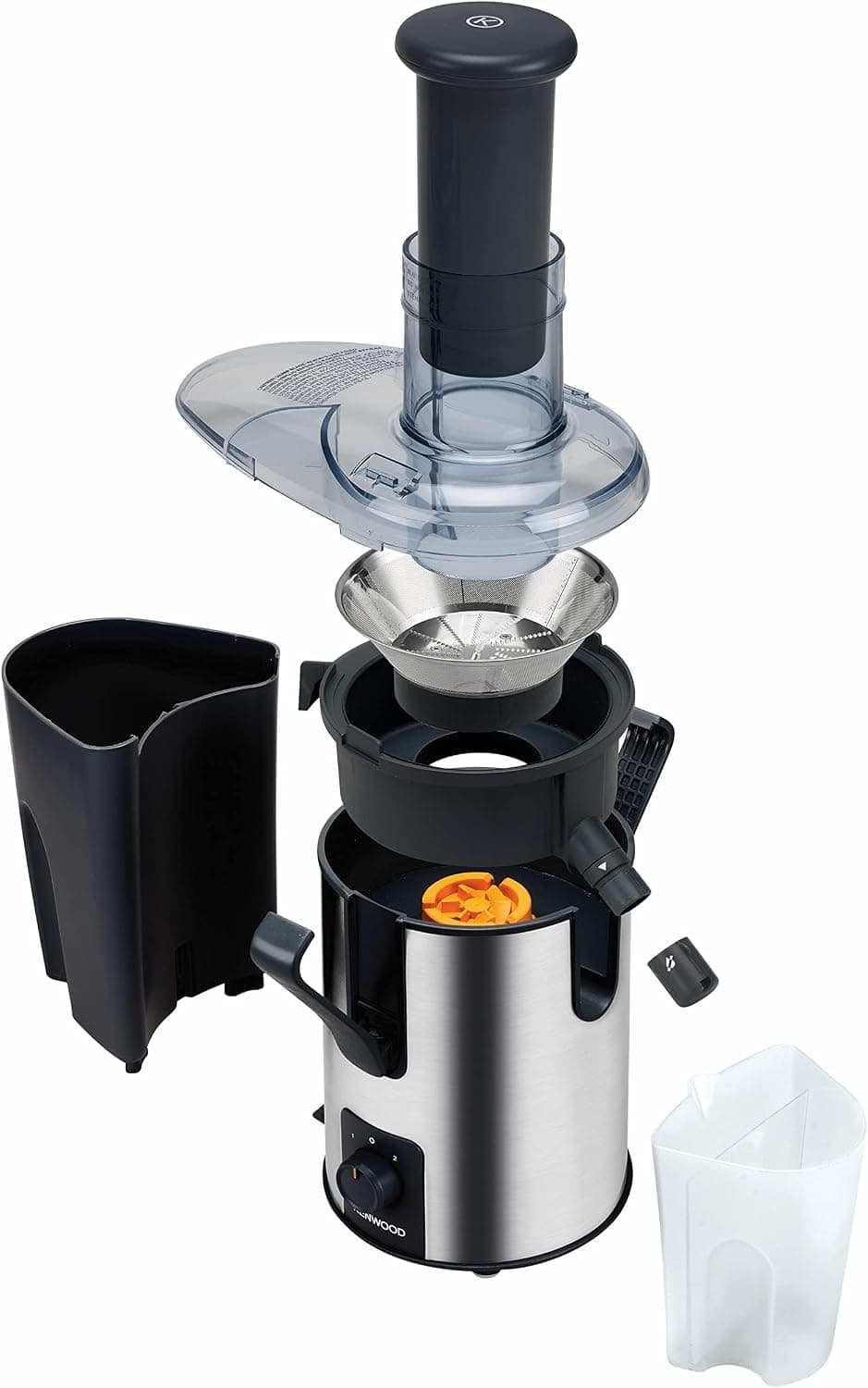 آبمیوهگیری Kenwood 700W استیل با لوله ورودی 75mm مدل JEM50.000BS نقرهای مشکی آبمیوهگیری Kenwood 700W استیل با لوله ورودی 75mm مدل JEM50.000BS نقرهای مشکی