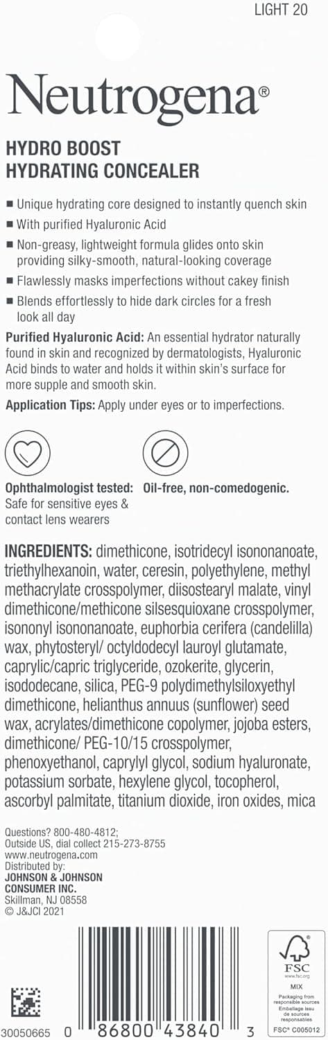کانسیلر استیکی آبرسان Neutrogena Hydro Boost برای پوست خشک مدل 20 Light کانسیلر استیکی آبرسان Neutrogena Hydro Boost برای پوست خشک مدل 20 Light