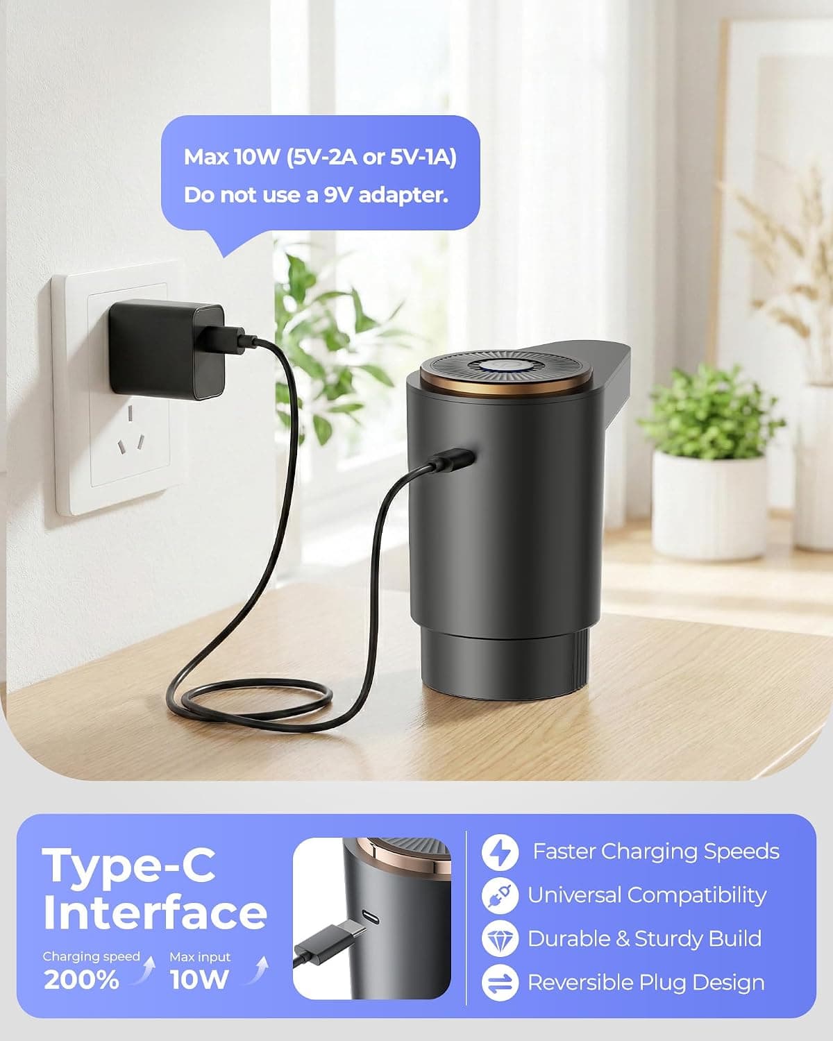 پمپ برقی آب 5 Gallon Cozycharm قابل حمل با شارژ USB-C مشکی پمپ برقی آب 5 Gallon Cozycharm قابل حمل با شارژ USB-C مشکی
